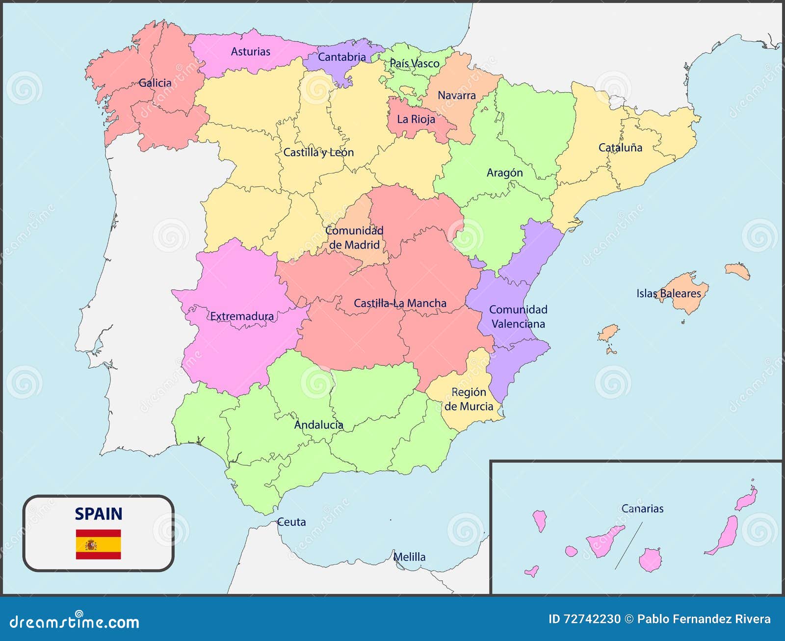 Carte Politique De L'Espagne Photo stock - Image: 21224000