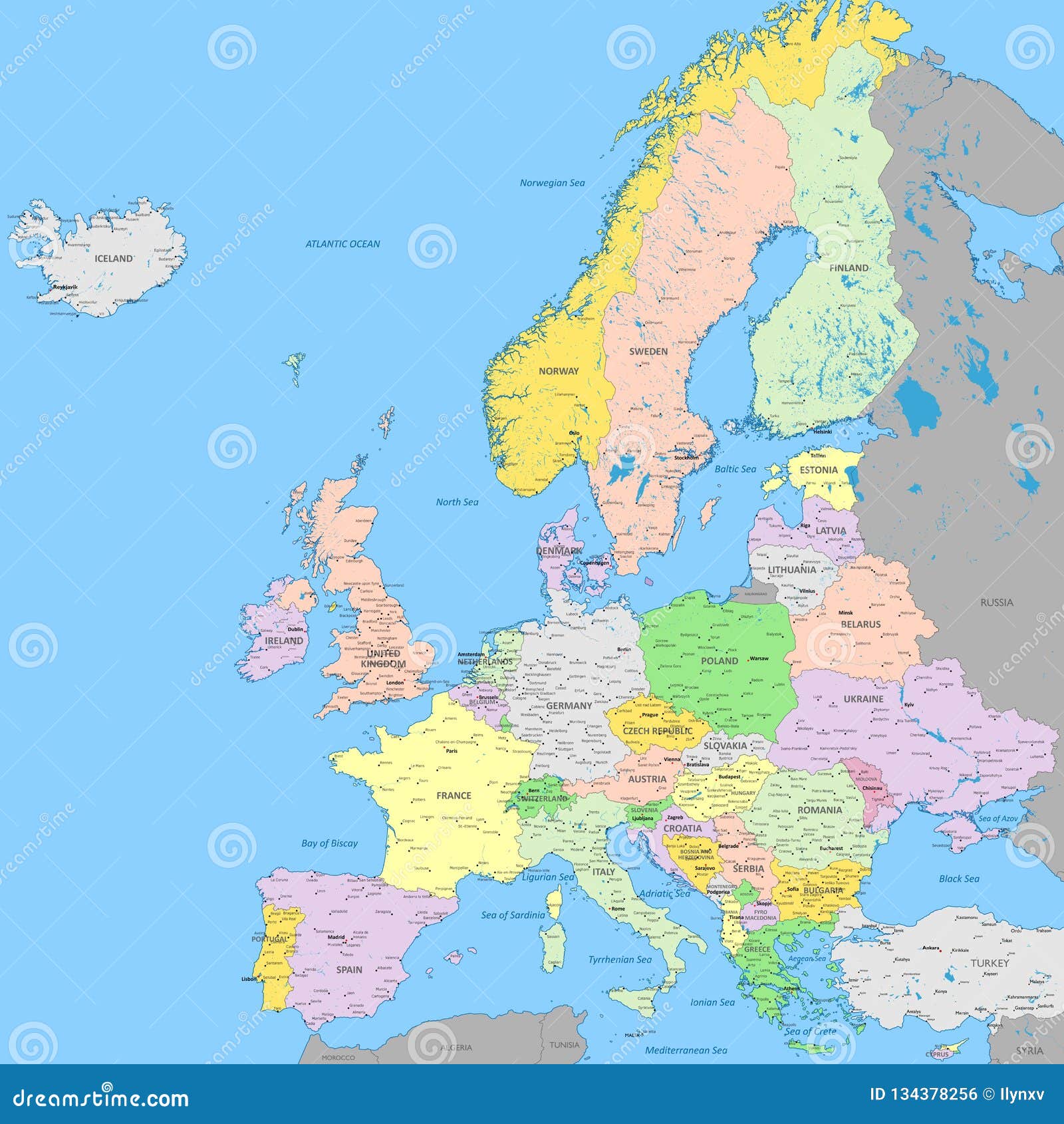 Carte Politique De Leurope Illustration De Vecteur