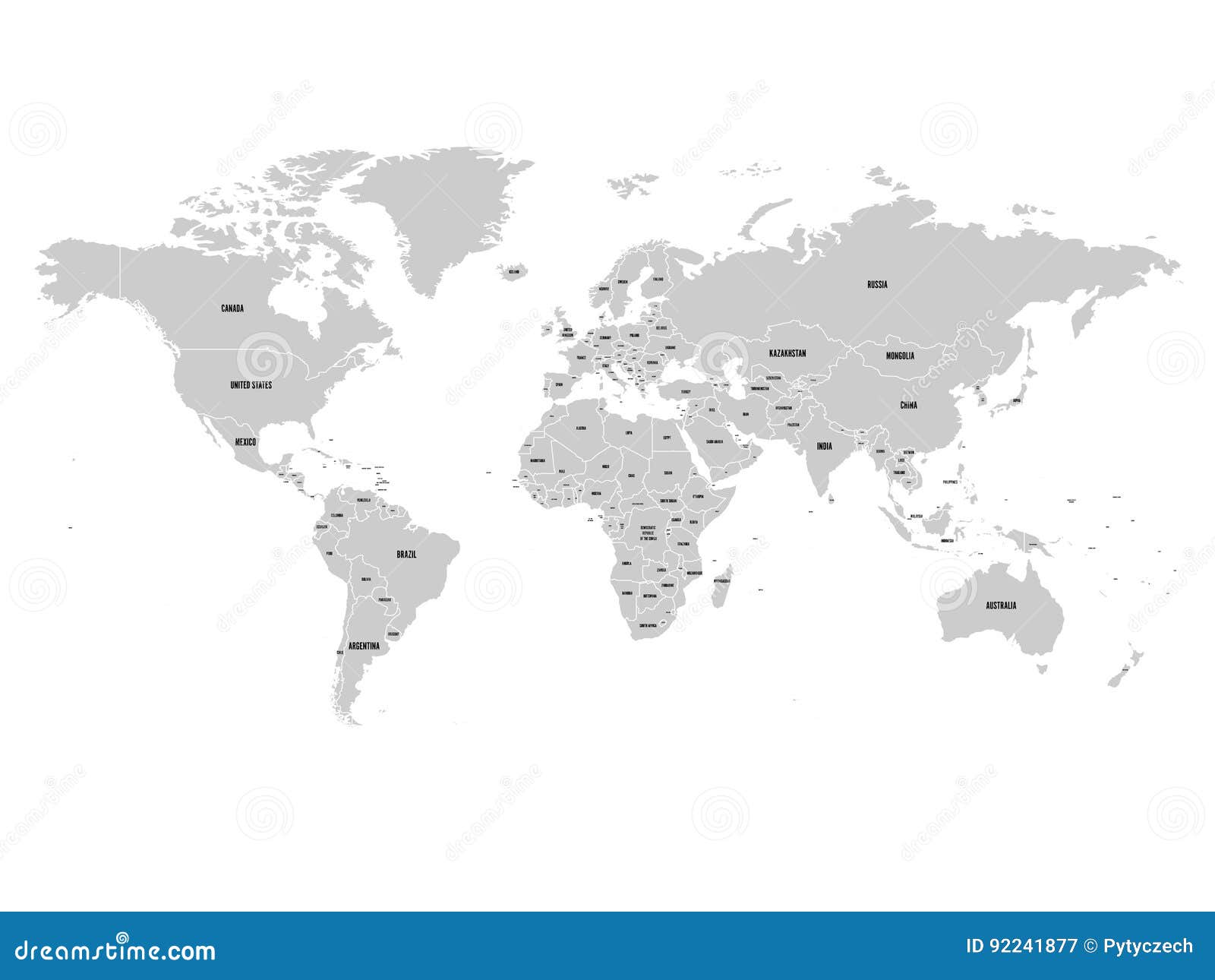 Carte Politique De Monde Avec Lantarctique Terre Grise