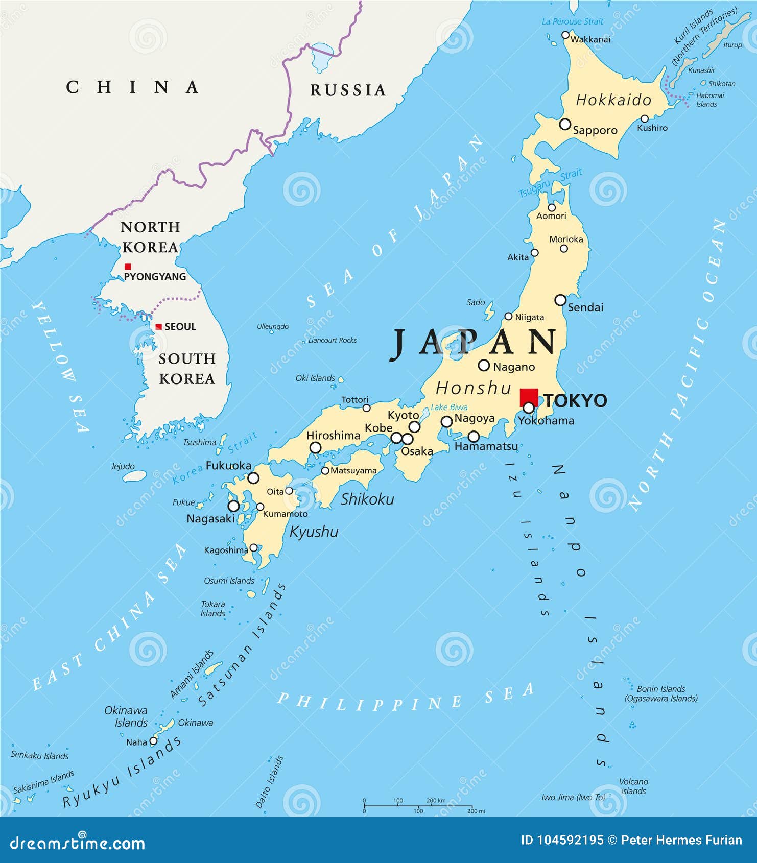 Conception D'illustration D'une Carte Du Japon Avec La Capitale De Tokyo,  Pays Du Japon