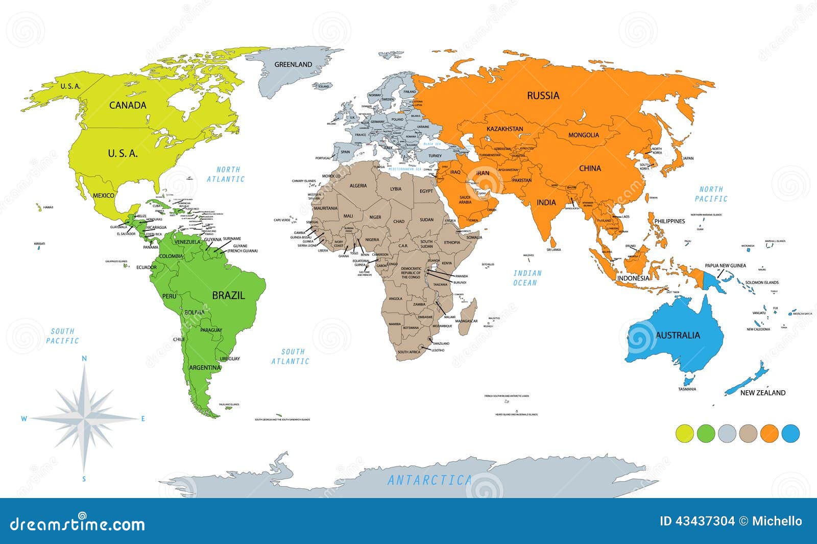 Carte Politique Du Monde Sur Le Fond Blanc Illustration De