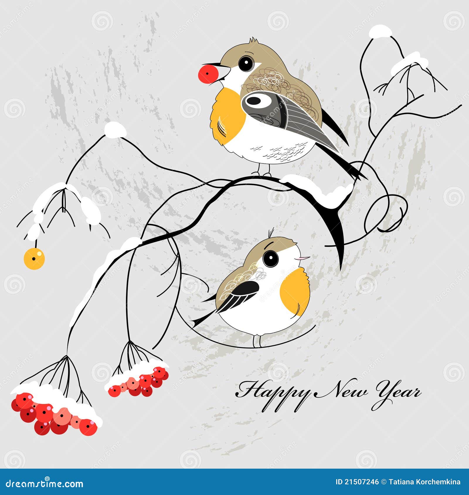 Carte Postale De L Hiver Avec Des Oiseaux Illustration De Vecteur Illustration Du Dessin Beau