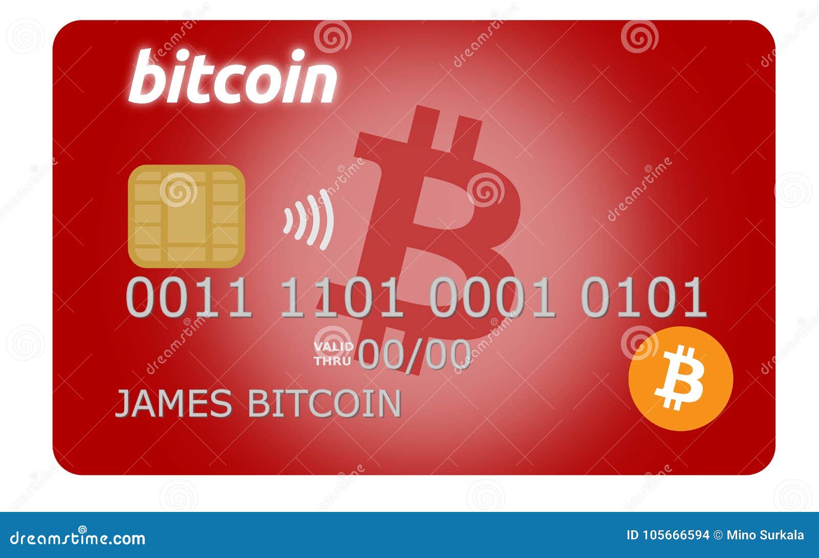 Carte Rouge De Crédit Ou De Débit De Bitcoin Illustration Stock -  Illustration du salaire, internet: 105666594