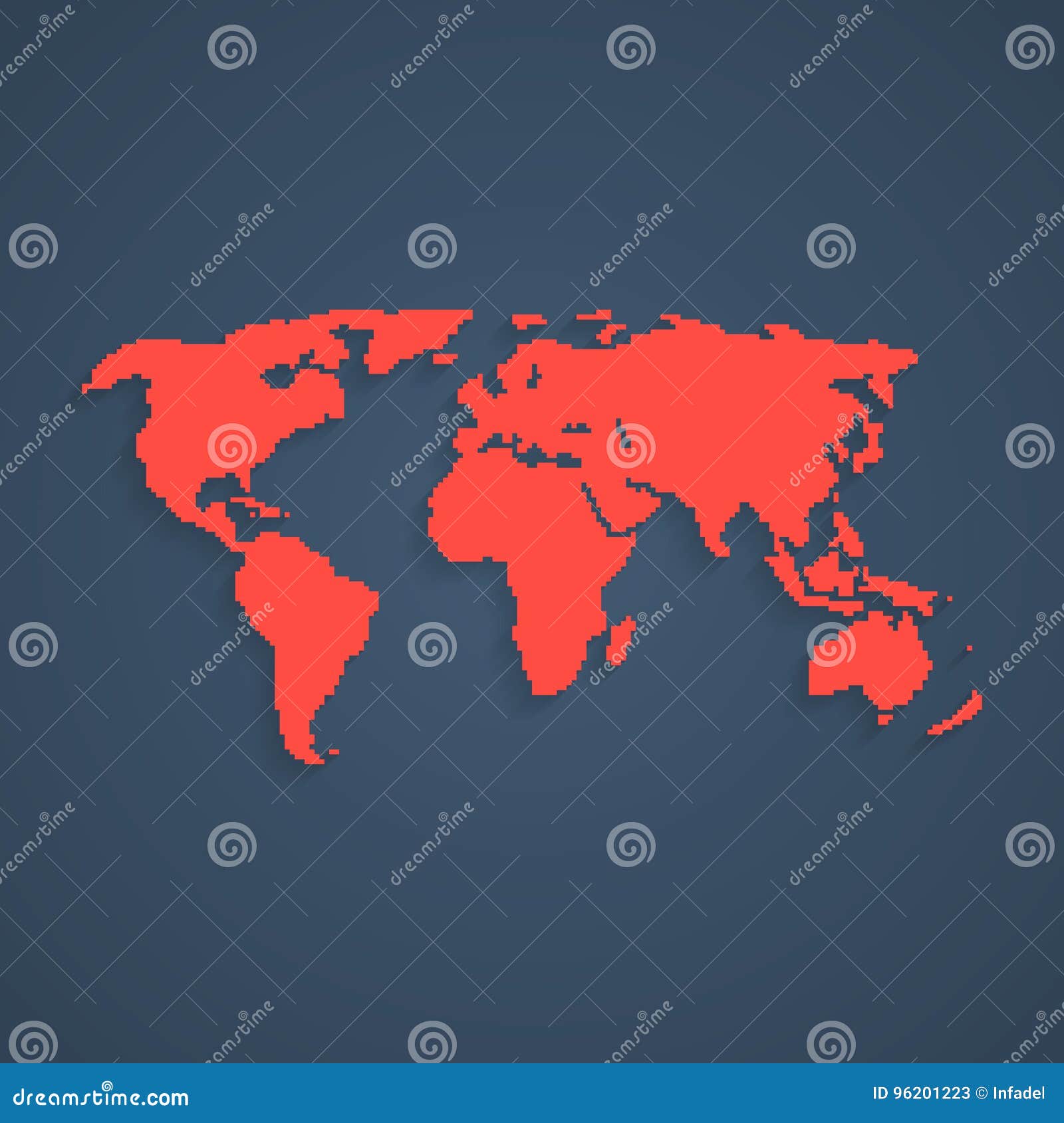 Carte Rouge Du Monde Dart De Pixel Illustration De Vecteur