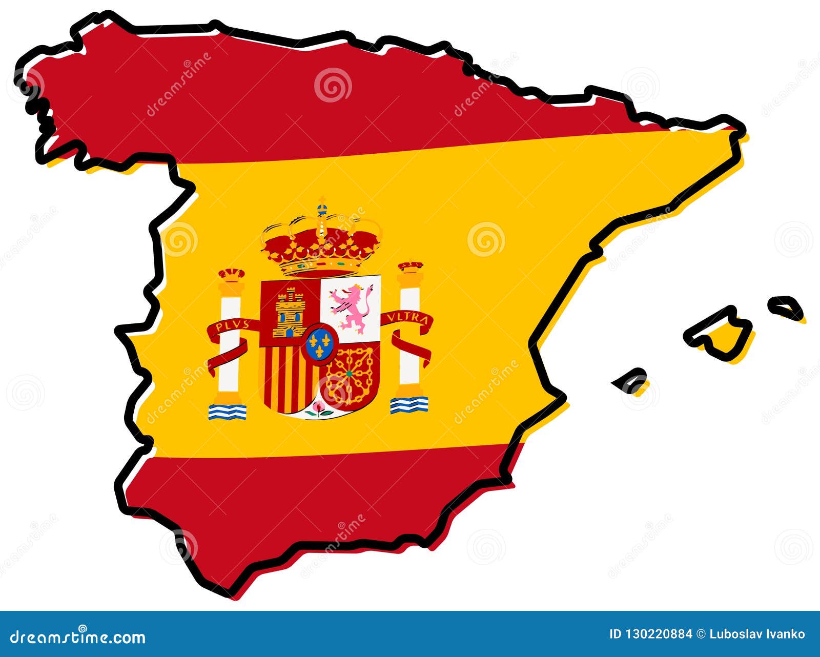 Comment Dessiner Le Drapeau De L'espagne Carte Simplifiée De Contour De L'Espagne, Avec Le Drapeau Légèrement