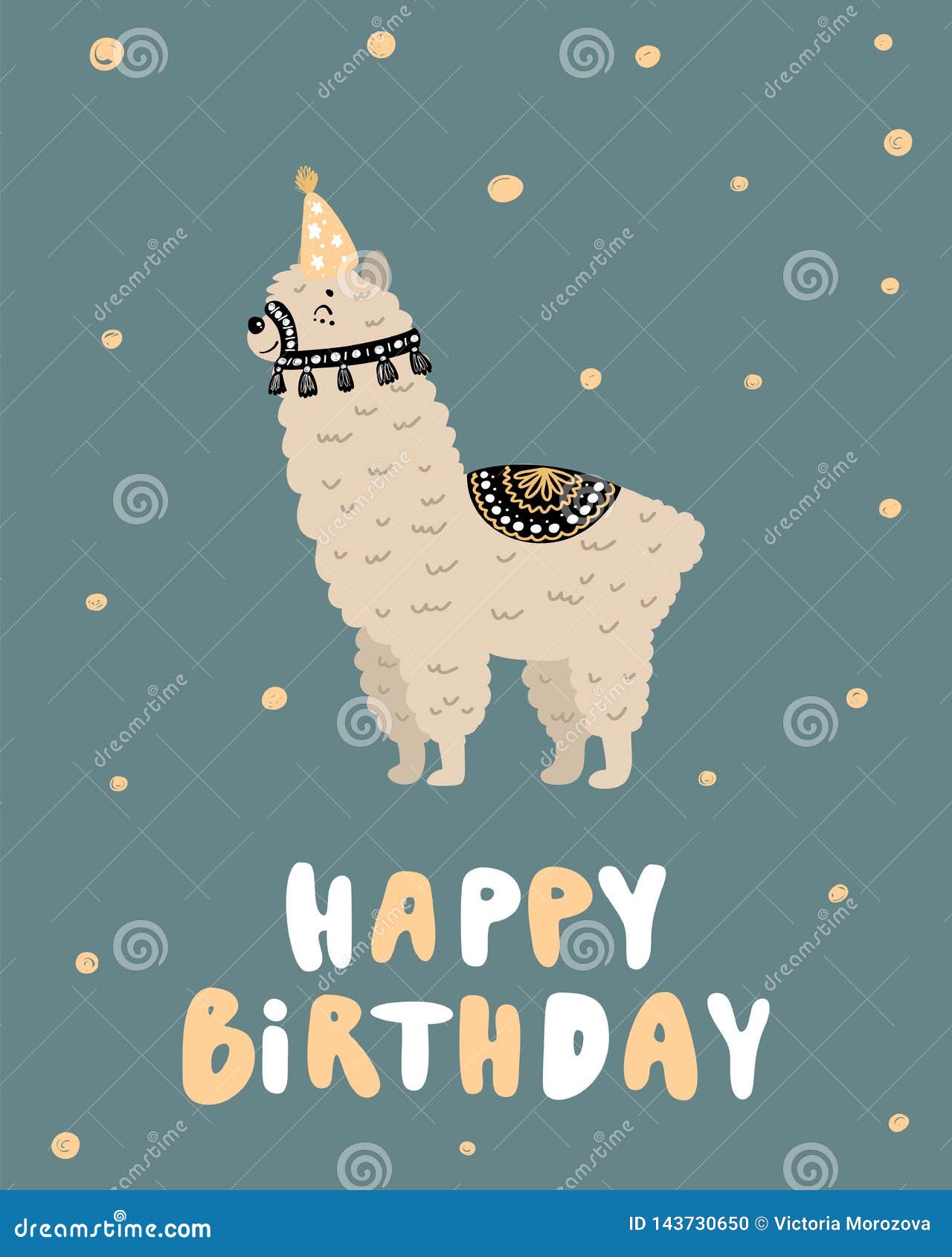Carte Tiree Par La Main Mignonne D Affiche De Creche Avec Le Lettrage De Joyeux Anniversaire Et Lamma De Personnage De Dessin Ani Illustration Stock Illustration Du Nuage Dessine