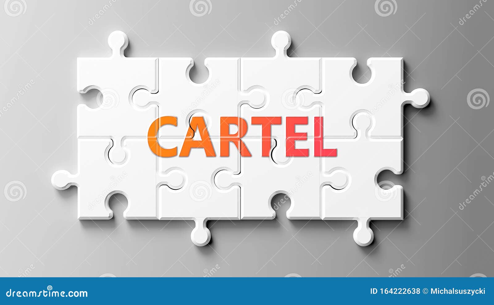 cartel complex like a puzzle - pictured as word cartel on a puzzle pieces to show that cartel can be difficult and needs