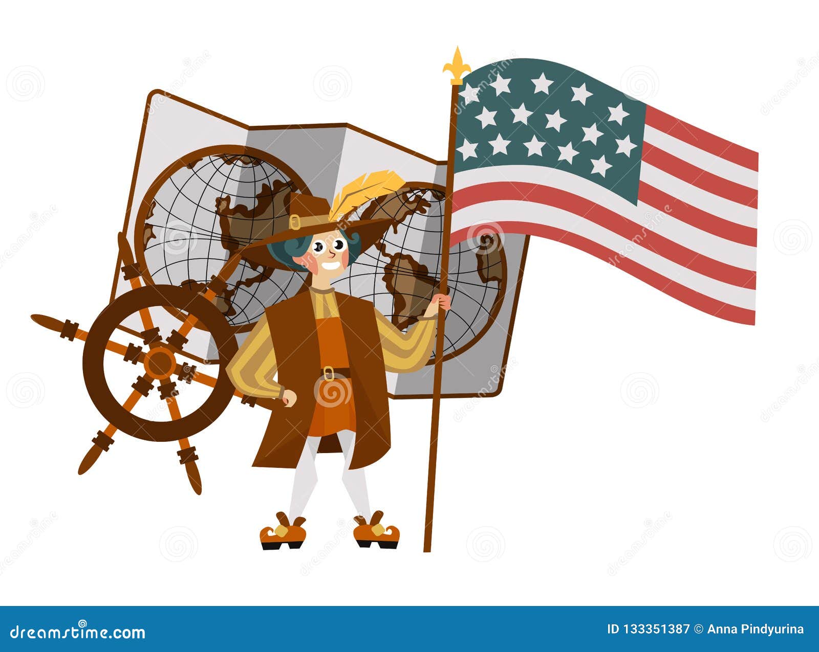 Cartel De Columbus Day Con La Bandera De La Tenencia De Columb