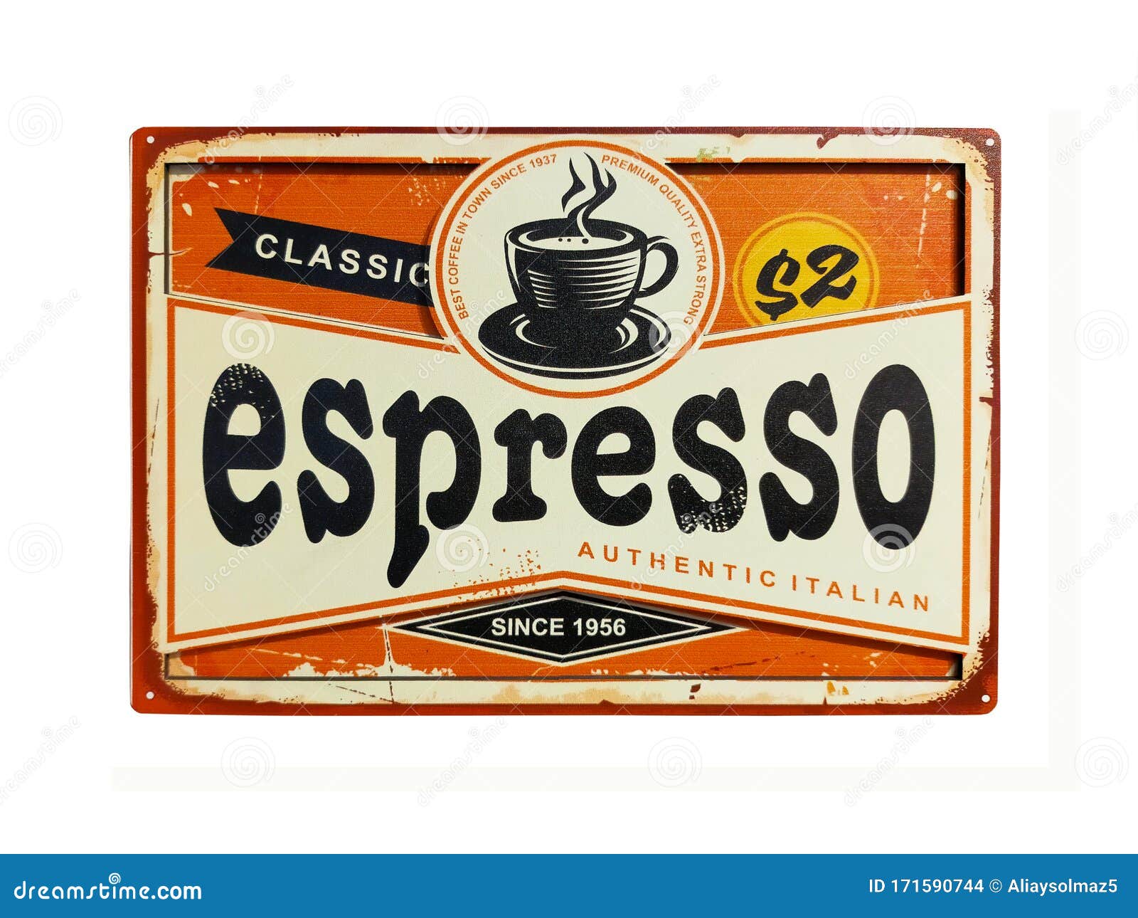 Cartel De La Cafetería, Espresso Escrito En Etiqueta Publicidad De  Apariencia Vintage, Colores Retro Foto de archivo - Imagen de anuncio,  aislado: 171590744