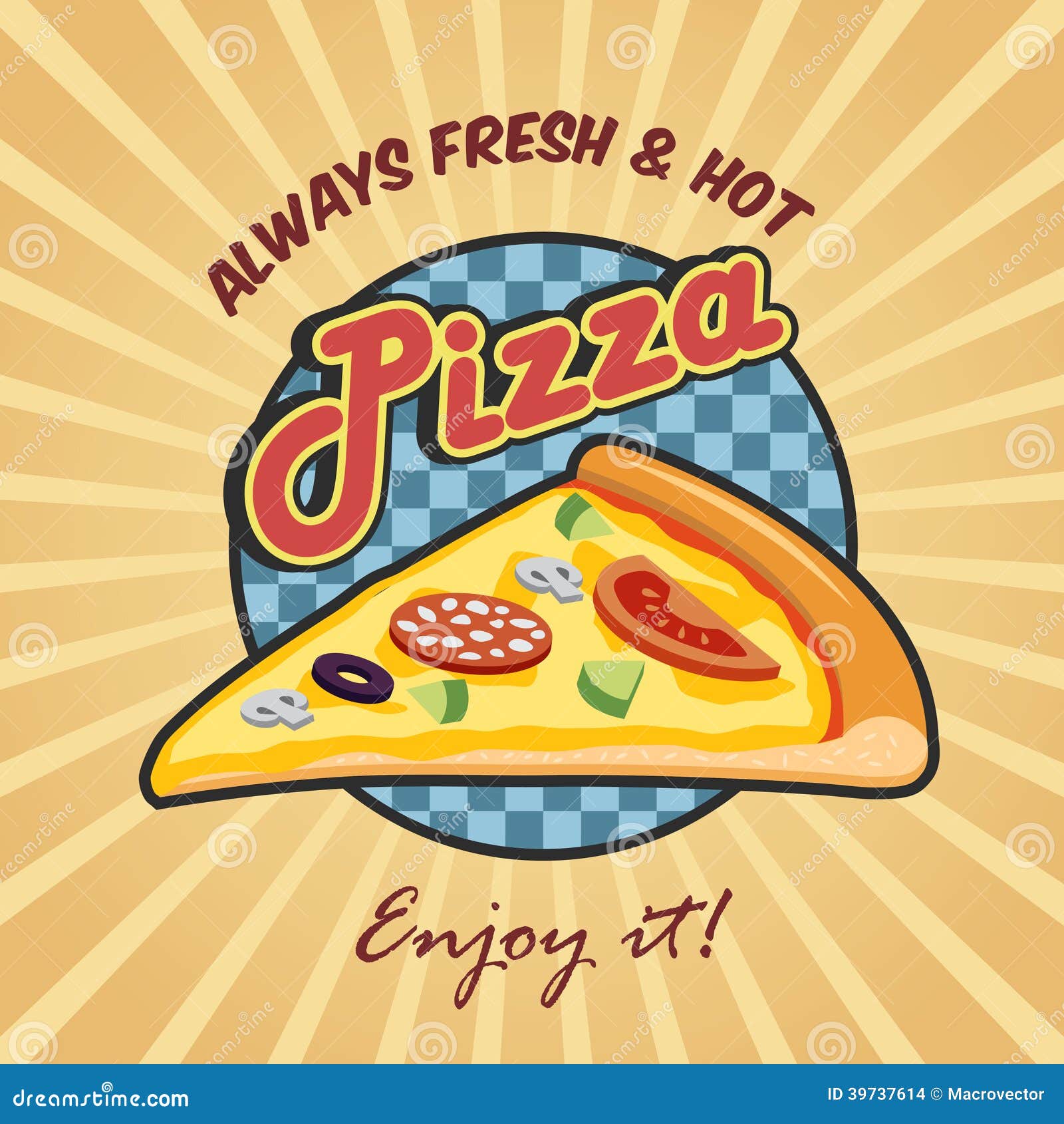 Cartel De La Publicidad De La Rebanada De La Pizza Ilustración del