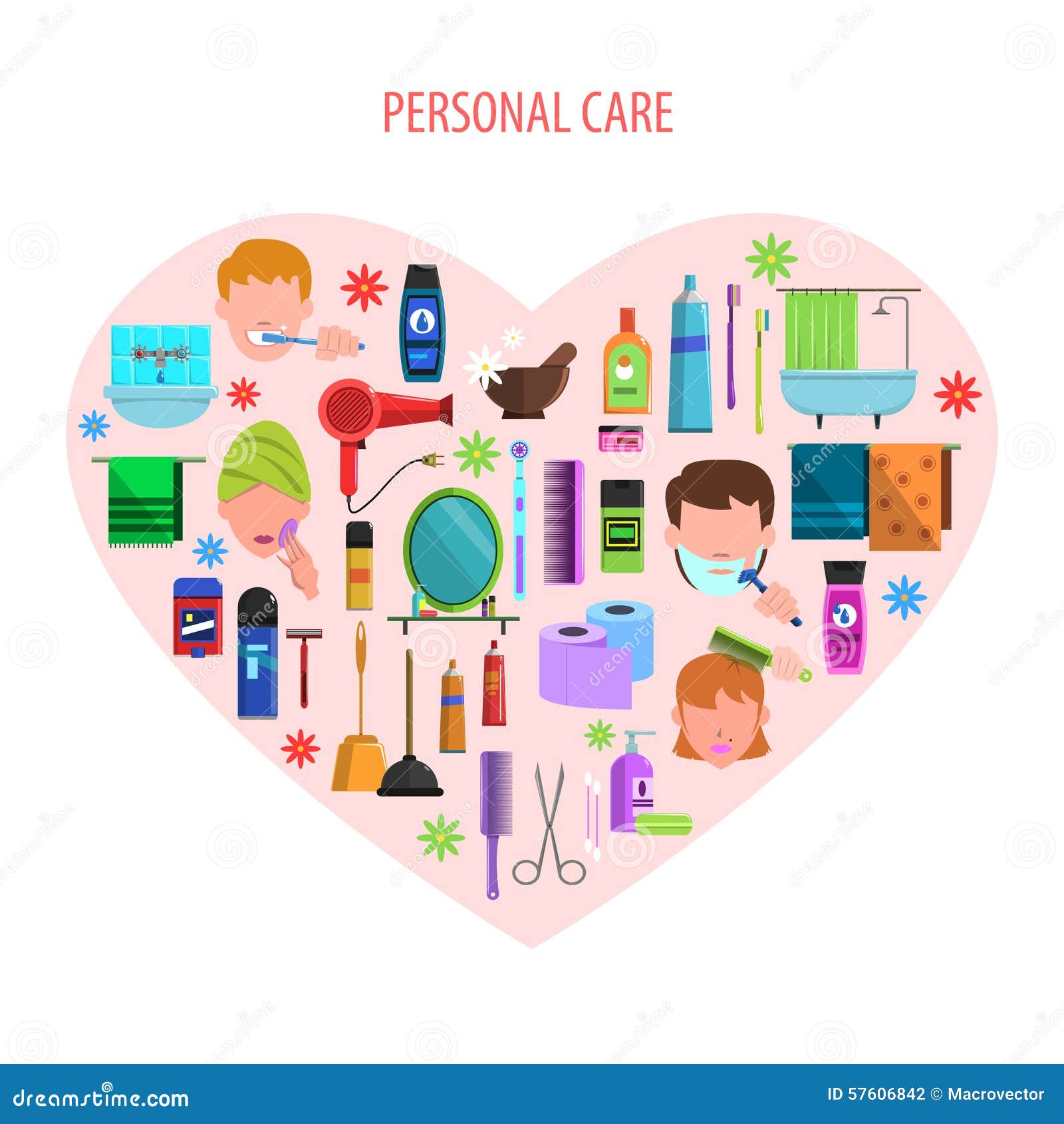 Cartel Del Emblema Del Corazón Del Cuidado Personal Ilustración Del