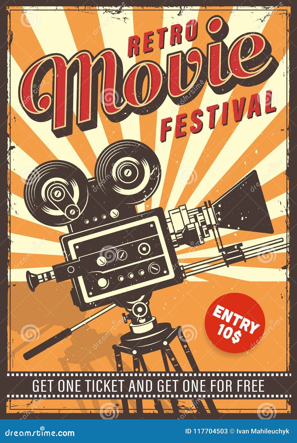 Cartel Del Vintage Del Cine Ilustración del Vector Ilustración de