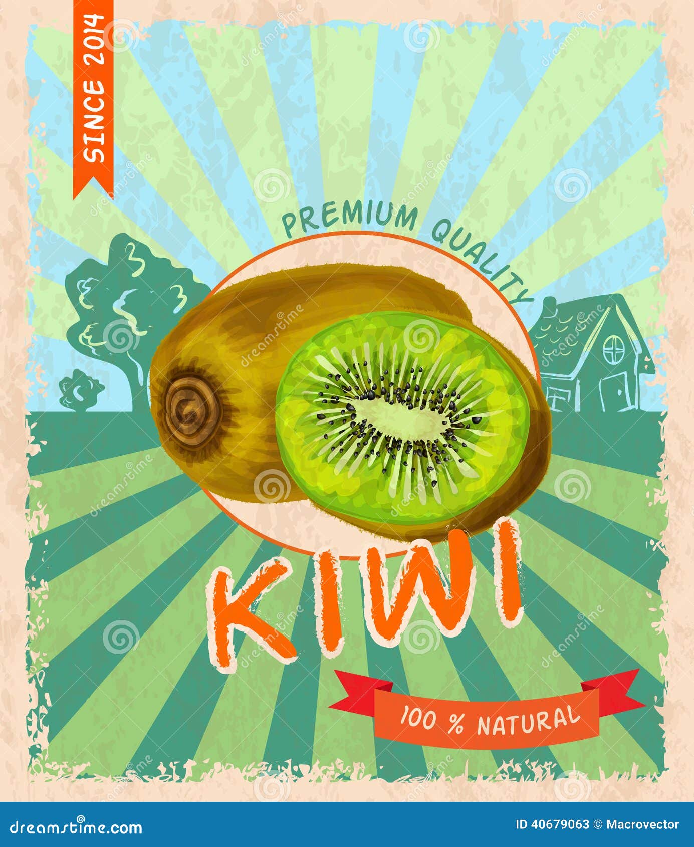 Cartel retro del kiwi ilustración del vector. Ilustración de amargo