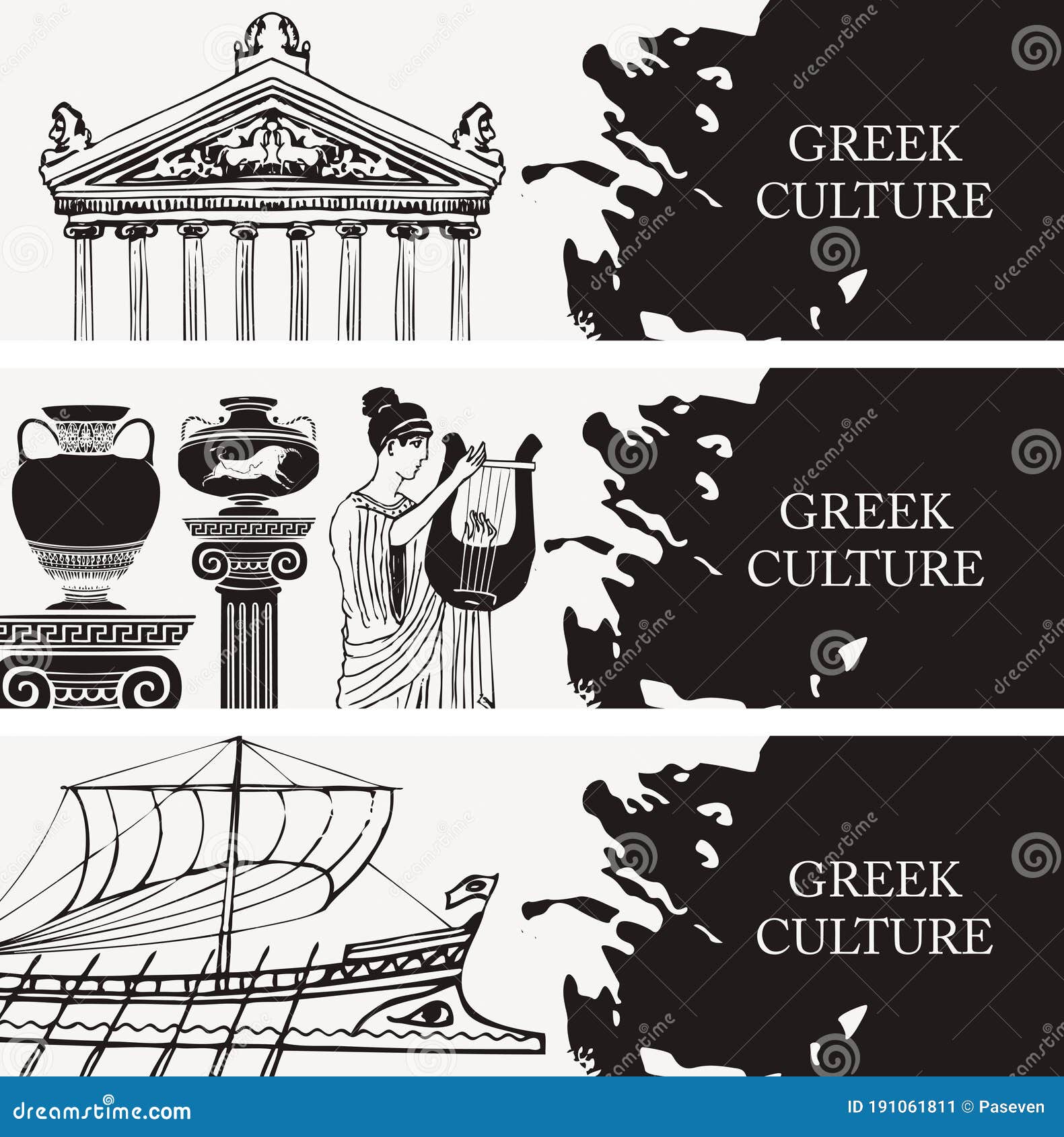 Carteles De Viaje Sobre Un Tema De La Antigua Cultura Griega Ilustración  del Vector - Ilustración de recorrido, esparta: 191061811