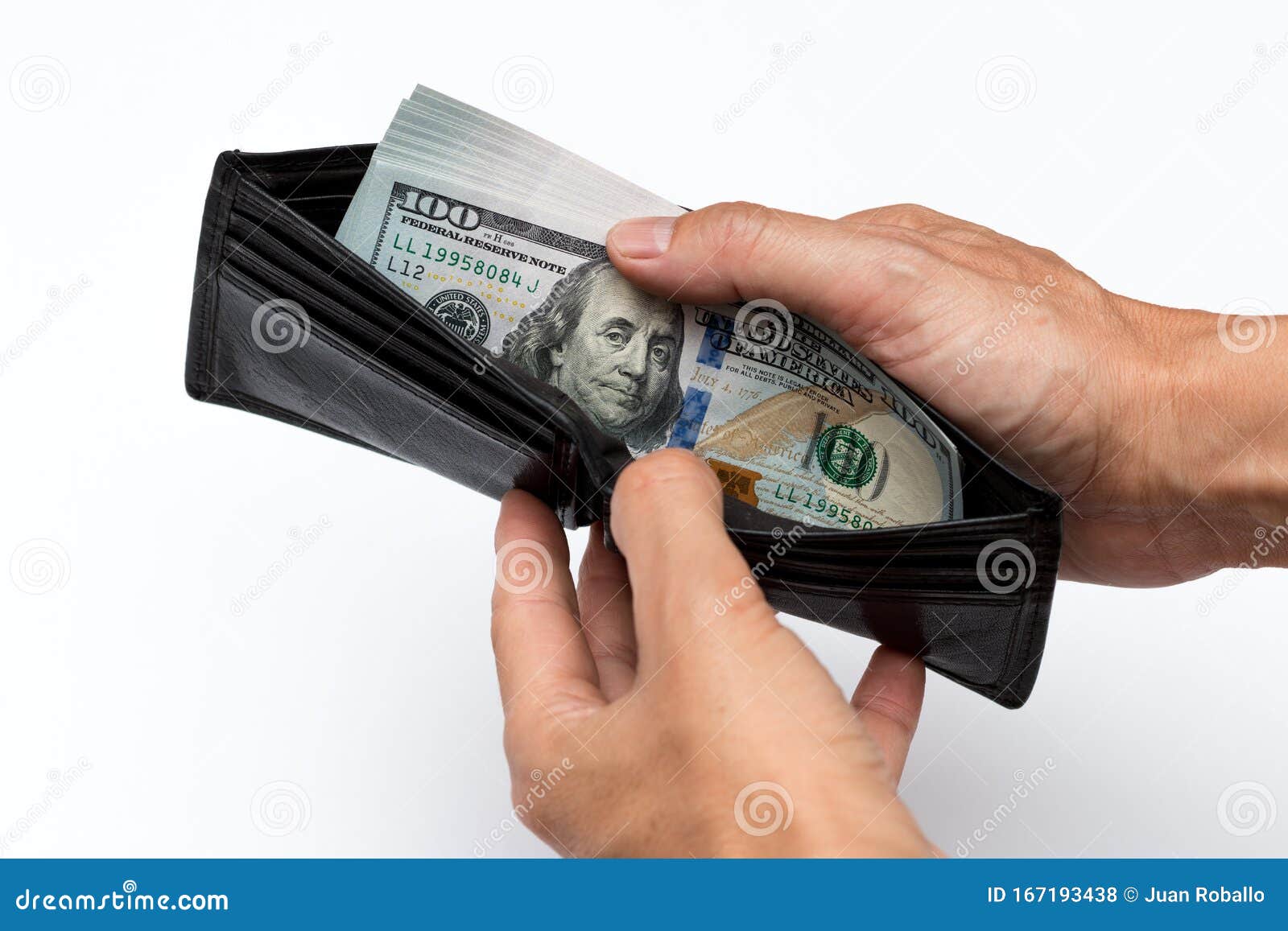 Cartera Con Billetes De Cien Dolares Foto de archivo Imagen de costo ciento 167193438