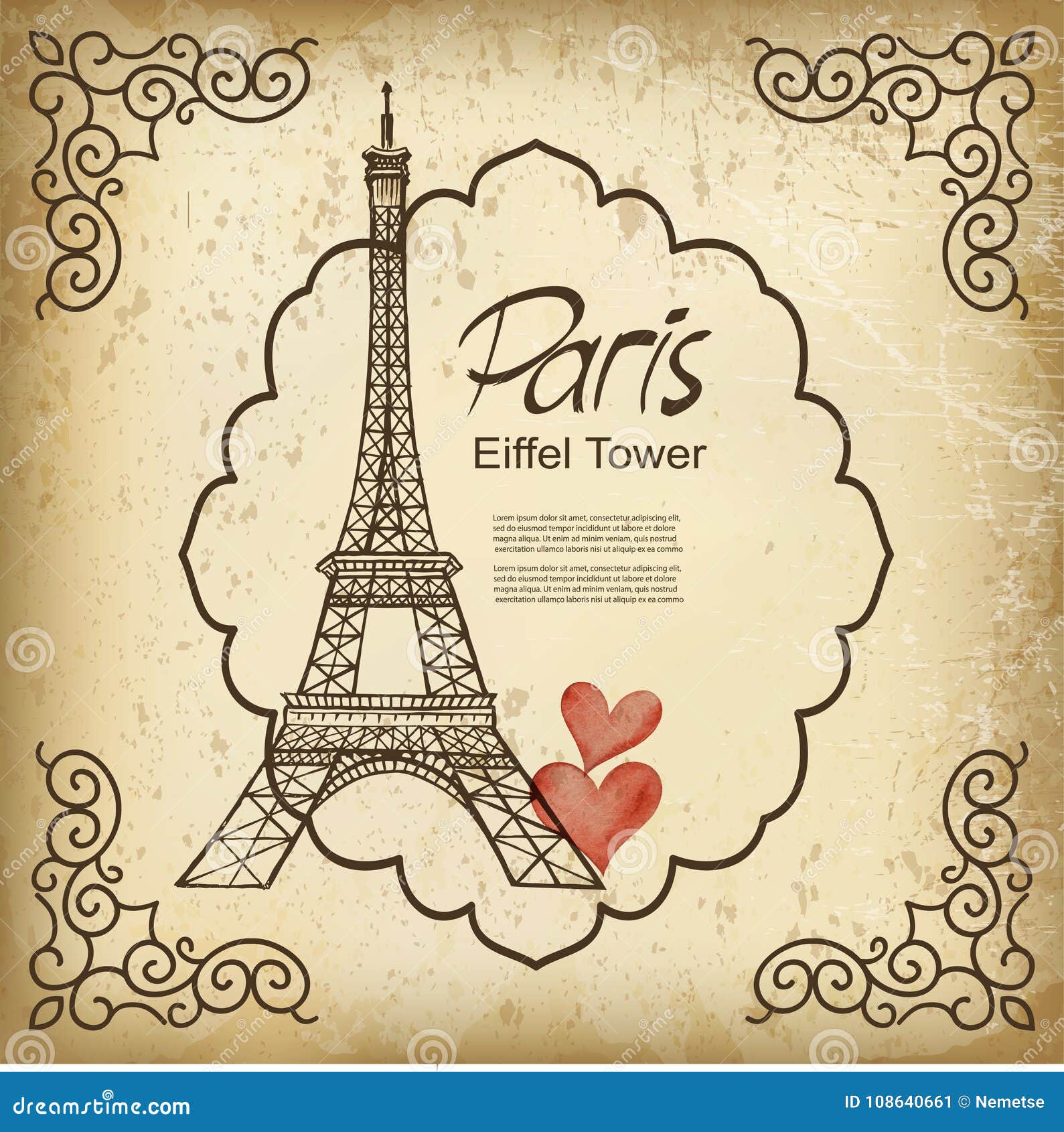 Cartolina D Auguri D Annata Della Torre Eiffel Di Parigi Illustrazione Vettoriale Illustrazione Di Architettura Francese
