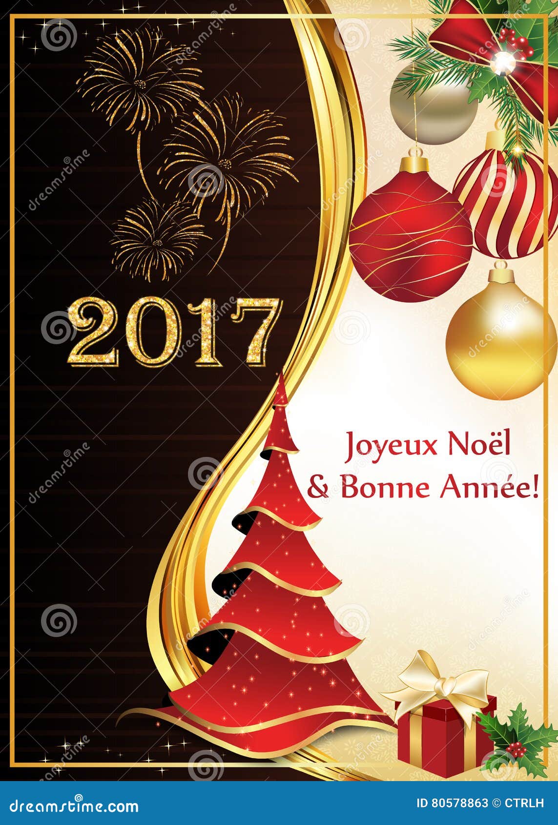 Immagini Del Buon Natale.Cartolina D Auguri Del Buon Anno E Di Buon Natale In Francese Illustrazione Di Stock Illustrazione Di Bacca Francese 80578863