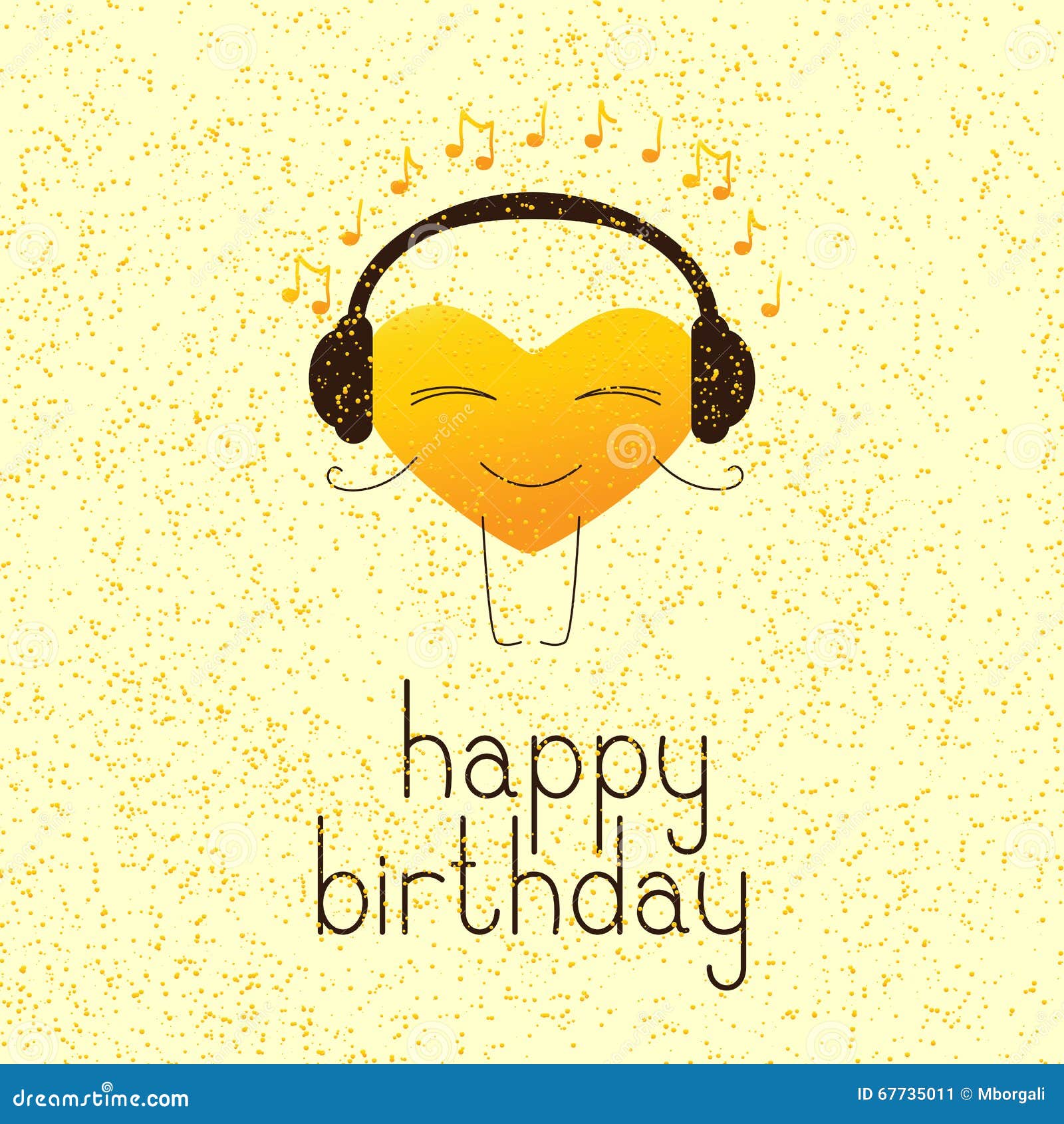 Cartolina D Auguri Di Buon Compleanno Con Il Carattere Musicale Del Cuore Illustrazione Vettoriale Illustrazione Di Dispositivo Impressionante