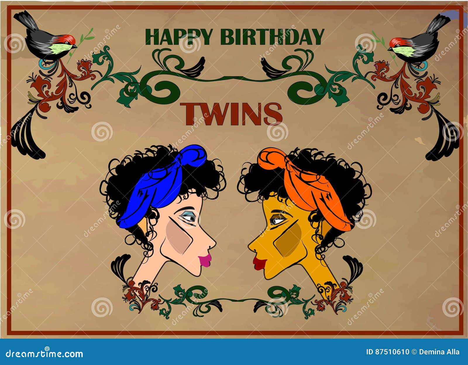 Cartolina D Auguri Di Buon Compleanno Per I Gemelli Illustrazione Vettoriale Illustrazione Di Colorful Anniversario