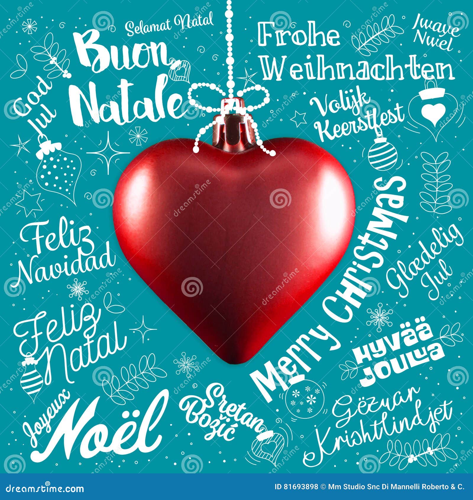 Buon Natale Con Il Cuore.Cartolina D Auguri Di Buon Natale Dal Mondo Nelle Lingue Differenti Illustrazione Di Stock Illustrazione Di Linguaggio Decorazione 81693898