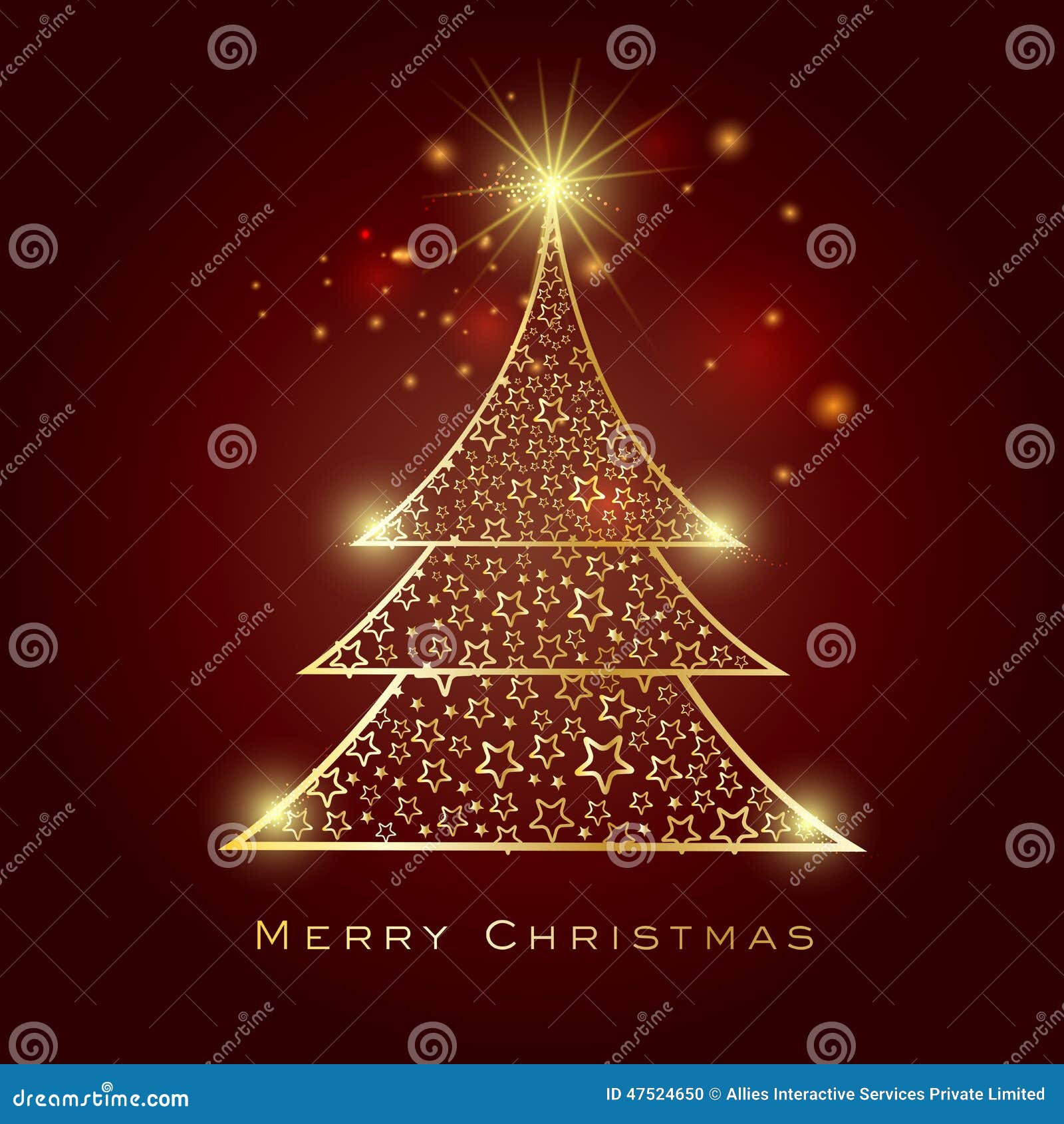 Foto Di Natale Con Auguri.Cartolina D Auguri Di Celebrazione Di Buon Natale Con L Albero Di Natale Illustrazione Di Stock Illustrazione Di Saluto Partito 47524650