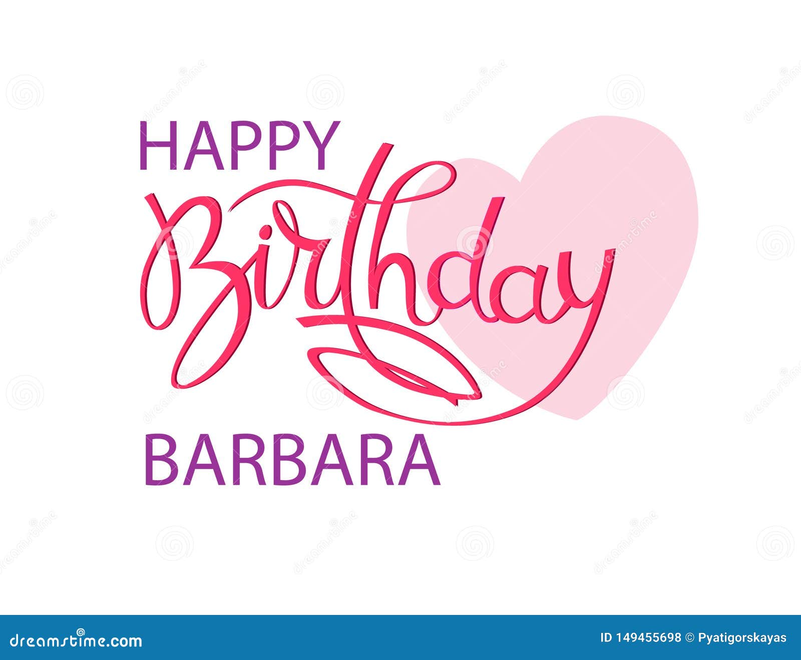 Cartolina D Auguri Di Compleanno Con Il Nome Barbara Iscrizione Elegante Della Mano E Un Grande Cuore Rosa Elemento Isolato Di Pr Illustrazione Vettoriale Illustrazione Di Dissipato Mano