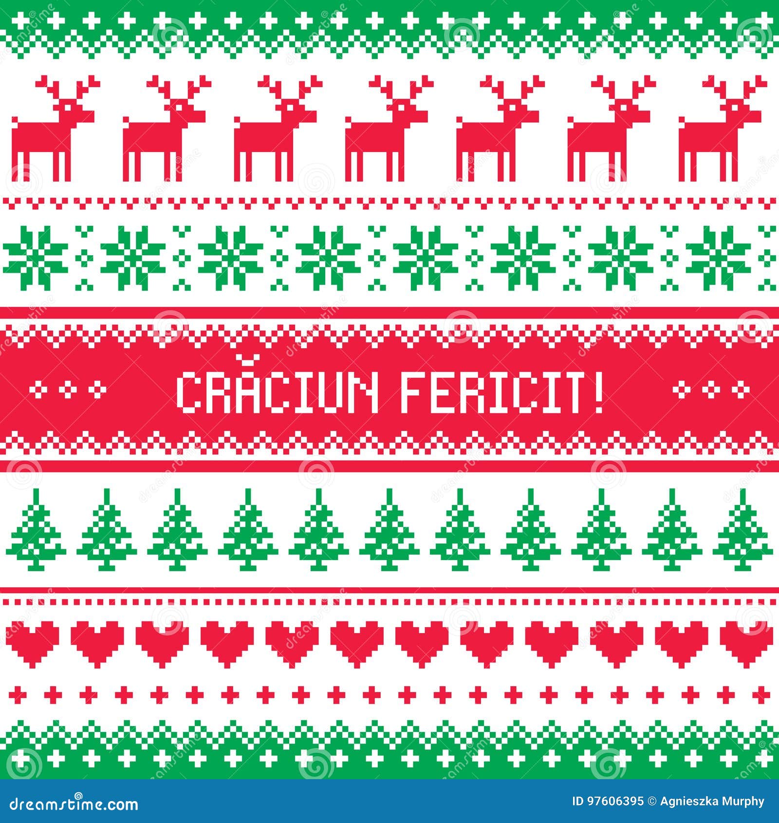 Auguri Di Buon Natale Rumeno.Cartolina D Auguri Di Craciun Fericit Buon Natale Nel Modello Rumeno Illustrazione Di Stock Illustrazione Di Verde Cervi 97606395