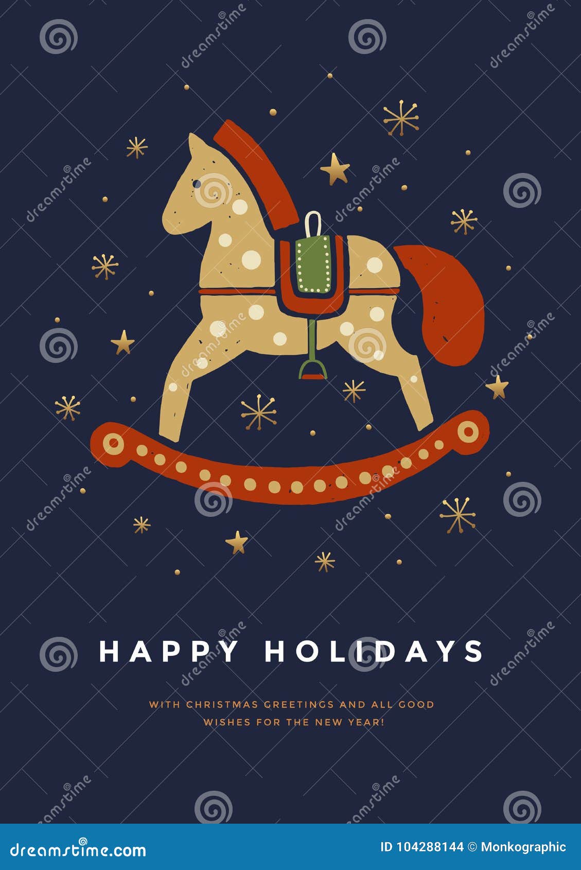 Buon Natale Horse.Cartolina D Auguri Di Natale Con Il Cavallo A Dondolo Sveglio Modello Per Le Carte Di Festa Illustrazione Vettoriale Illustrazione Di Nuovo Divertimento 104288144