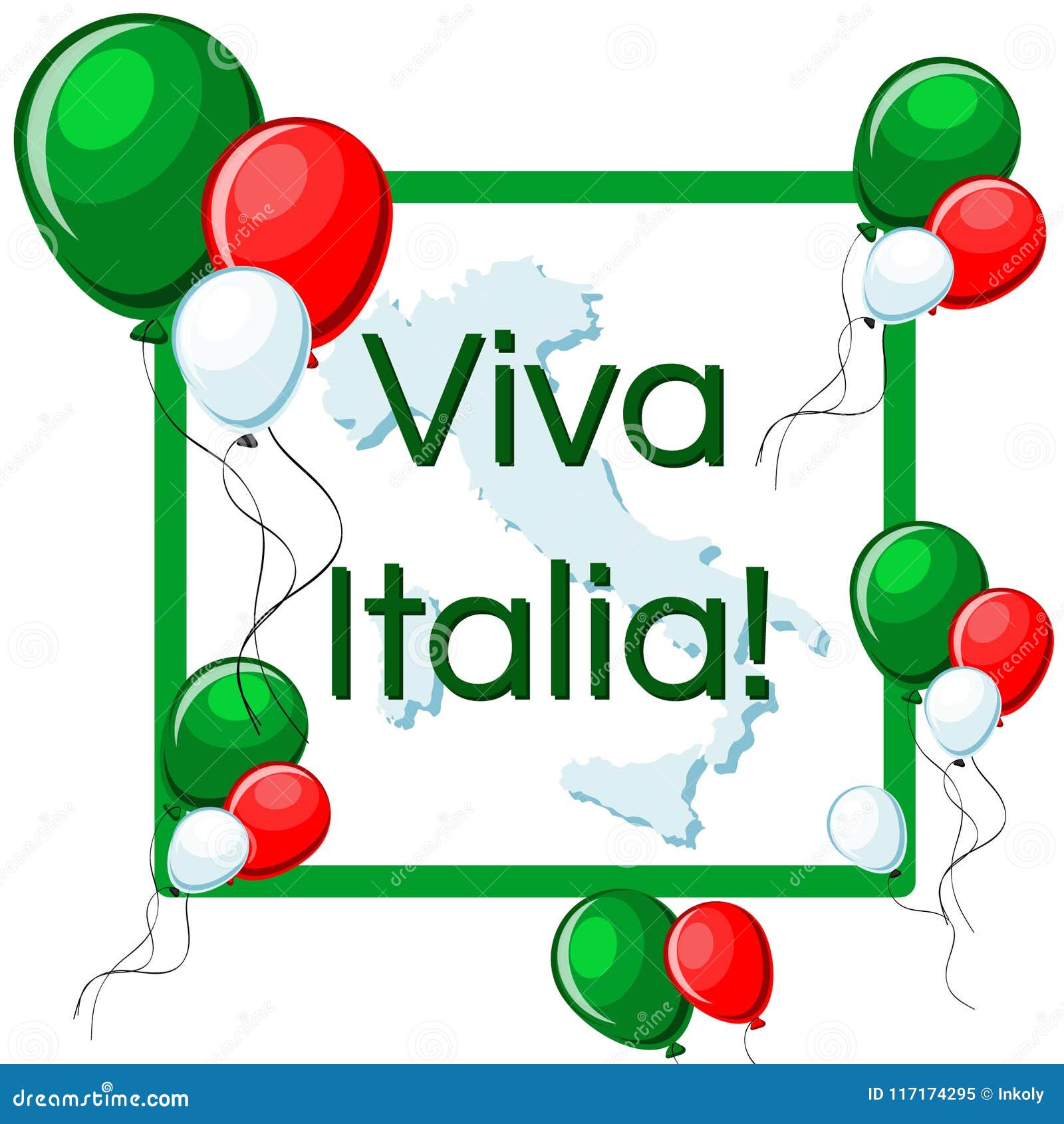 Cartolina D Auguri Di Viva Italia Con I Palloni La Struttura La Mappa Dell Italia Ed Il Testo Verdi Rossi E Bianchi Illustrazione Vettoriale Illustrazione Di Naturalizzato Celebrazione