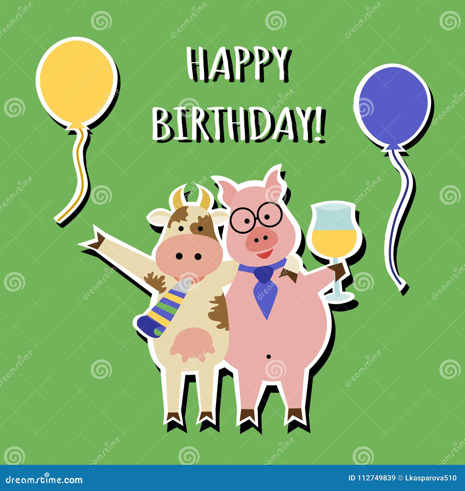 Cartolina D Auguri Divertente Di Buon Compleanno Animali Illustrazione Di Stock Illustrazione Di Divertimento Testo