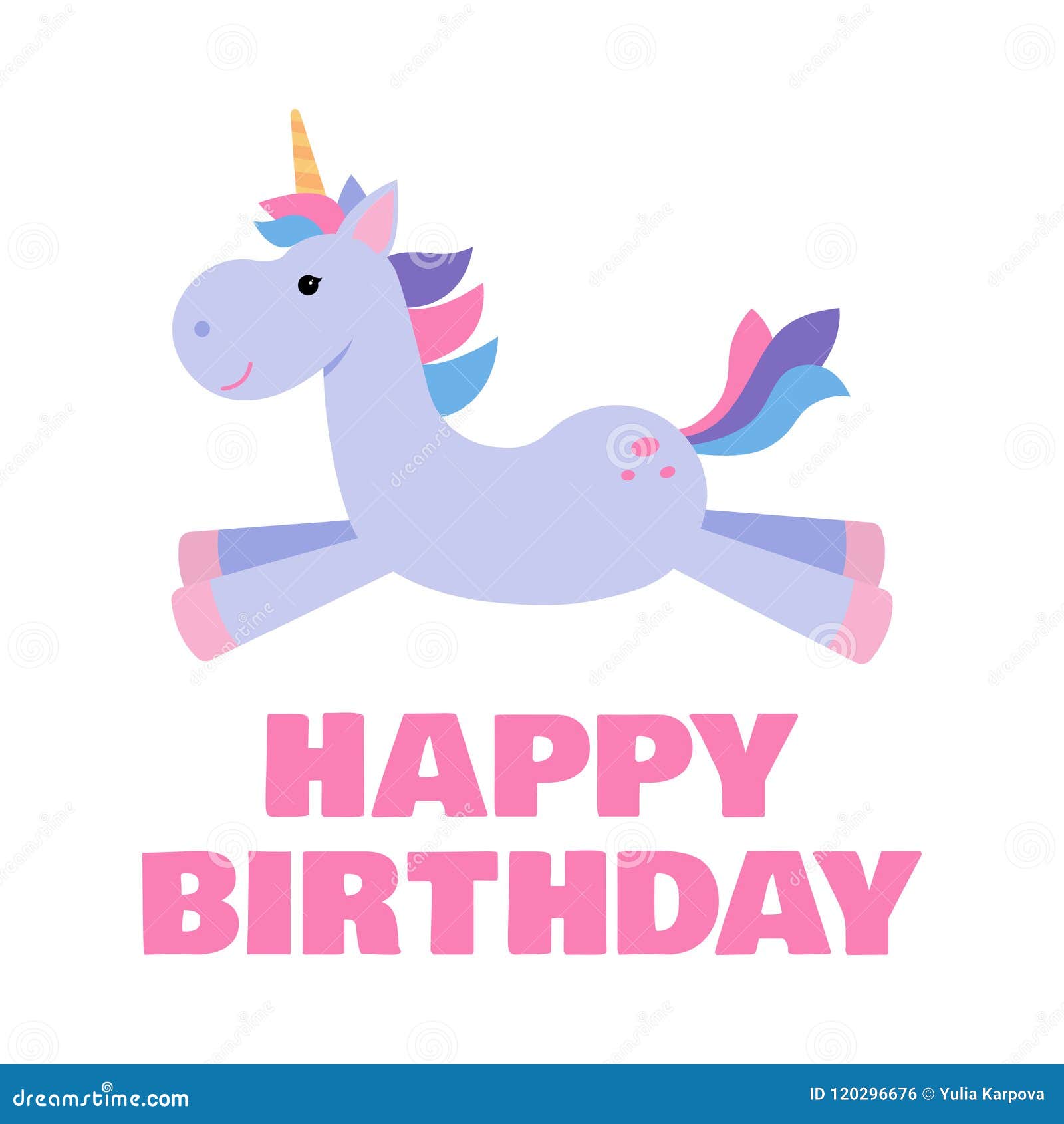 Cartolina D Auguri Per Un Compleanno Dei Bambini Con Un Unicorno Sveglio Illustrazione Vettoriale Illustrazione Di Sogno Festa