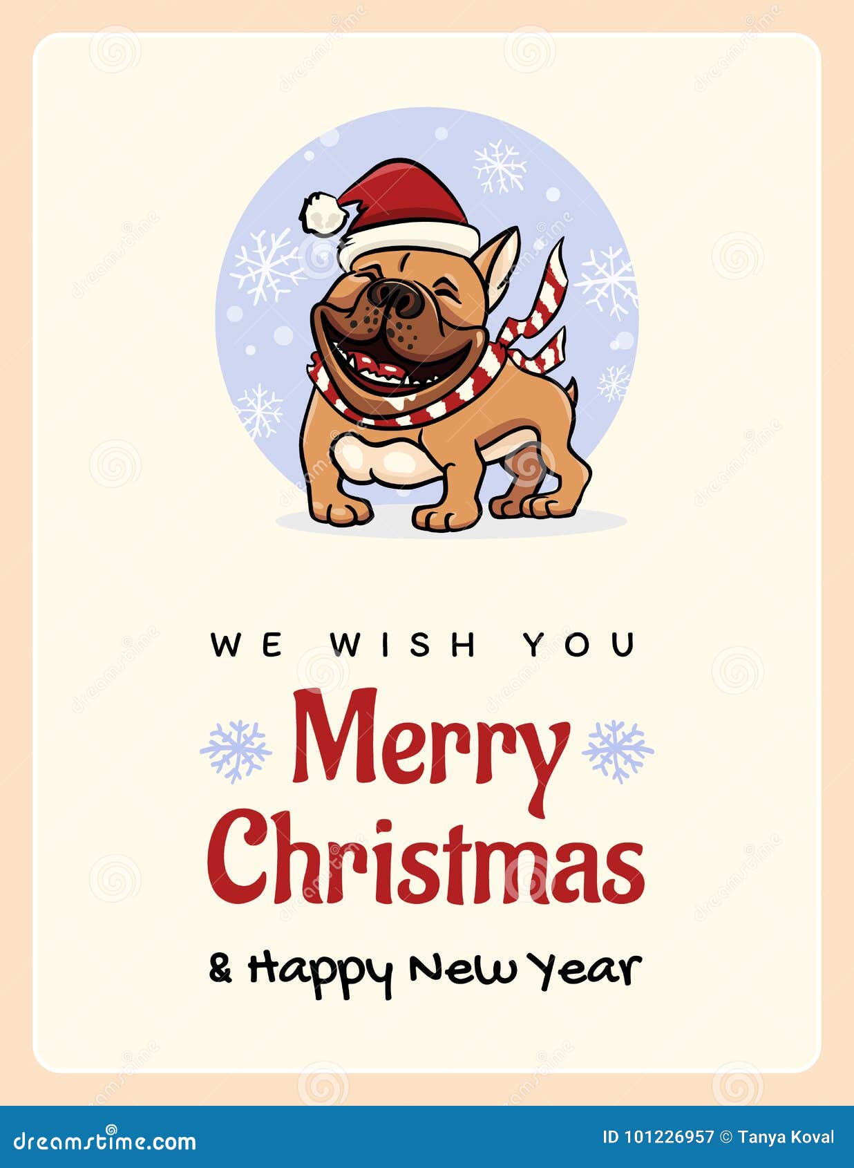 Cartolina D Auguri Vi Auguriamo Il Natale Di Un Matrimonio Ed Il Buon Anno Bulldog Inglese Divertente Illustrazione Vettoriale Illustrazione Di Allegro Costume