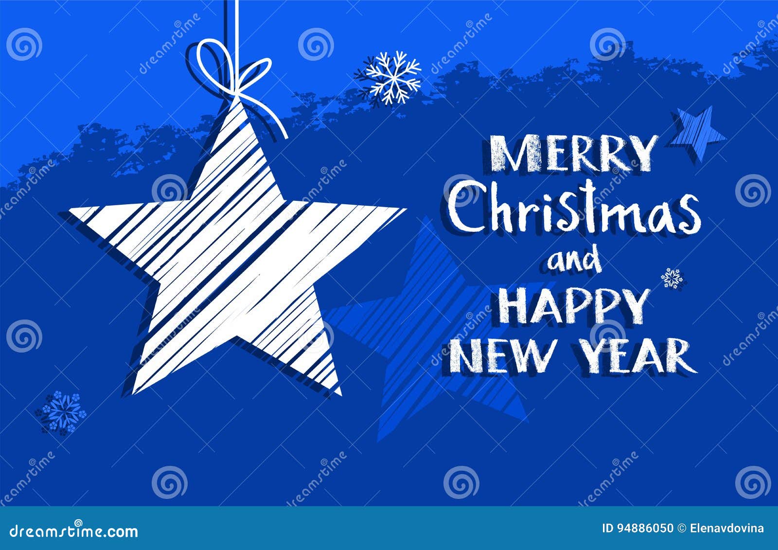 Stella Di Natale In Inglese.Cartolina Di Natale Con La Stella Blu Vettore Illustrazione Vettoriale Illustrazione Di Vettore Nuovo 94886050