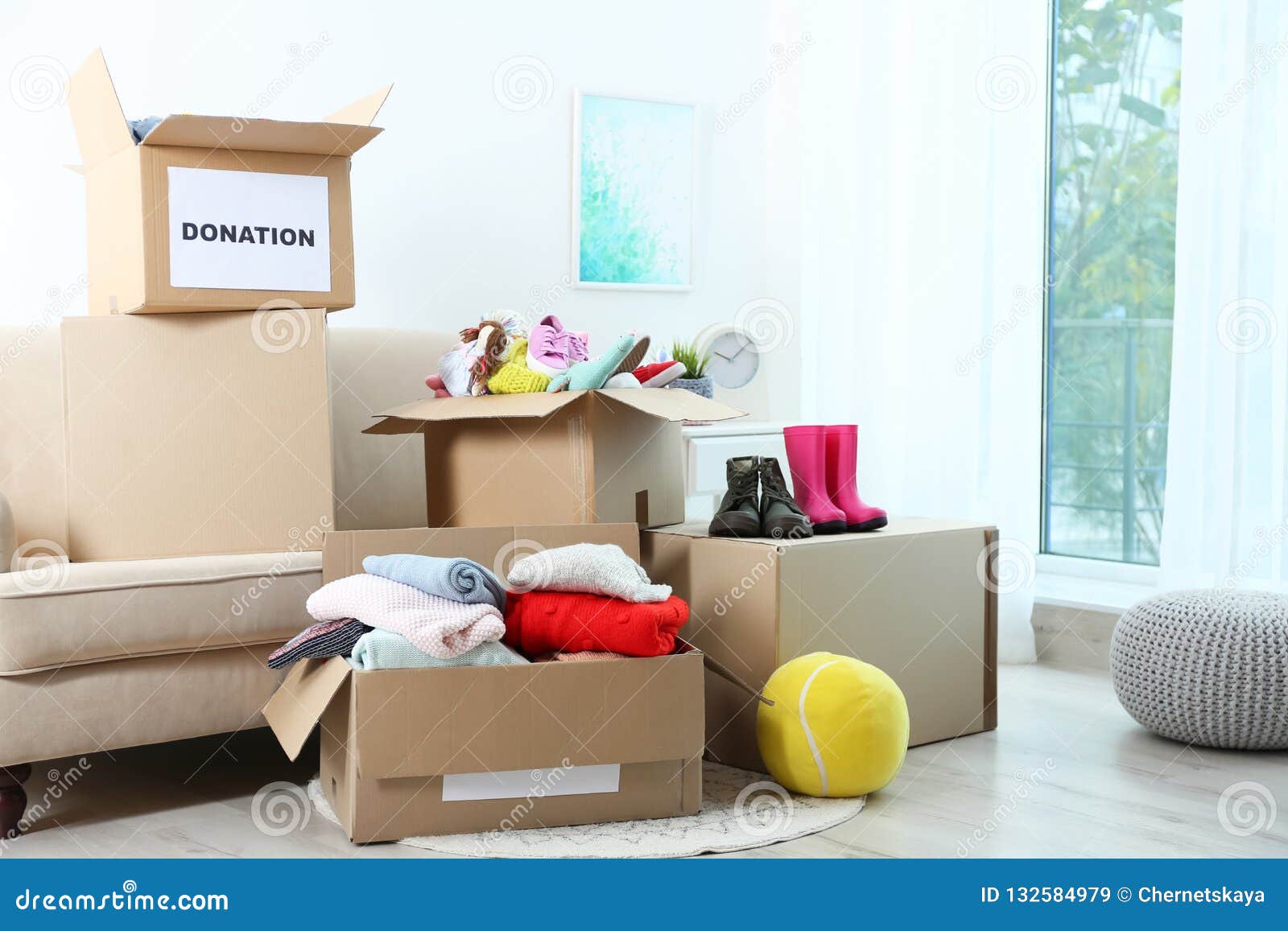 Carton Boxes with Donations Stock Image Image of giving, donate