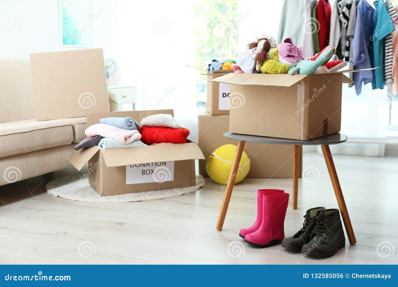 Carton Boxes with Donations Stock Photo Image of alms, needy 132585056