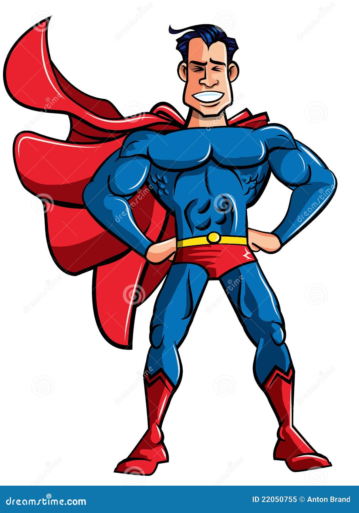 Carton Superhero in Classic Pose Stock Vector - Illustration of muscle ...