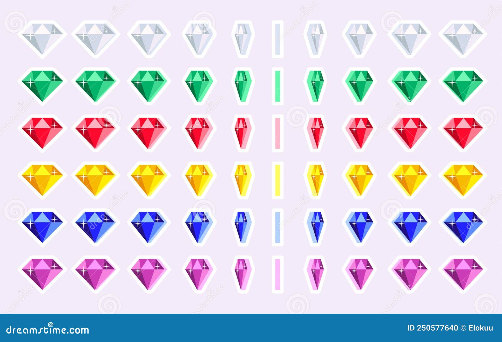 Cartoon Abstract Precious Gemstones Rotating. Animation Sprite Sheet