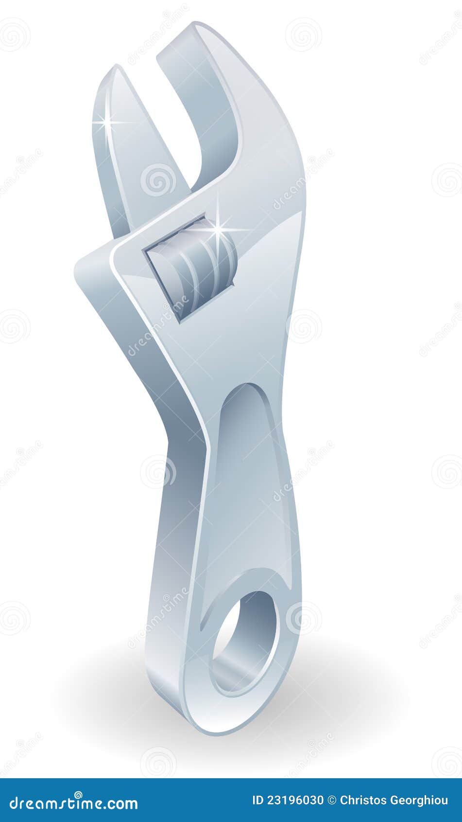 Cartoon Adjustable Wrench Or Spanner Vector Illustration