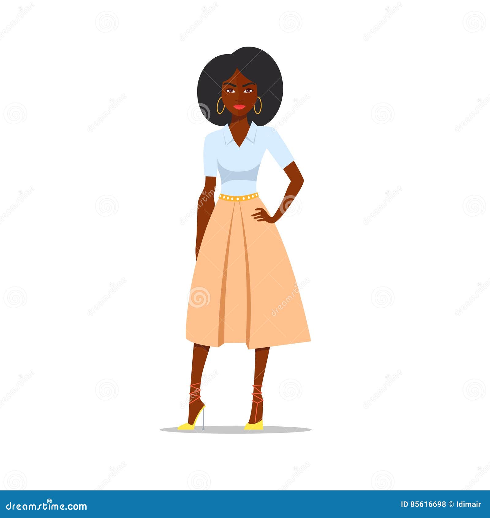 Cartoon African American Woman with Afro. Vector Stock Vector -  Illustration of american, fashion: 85616698