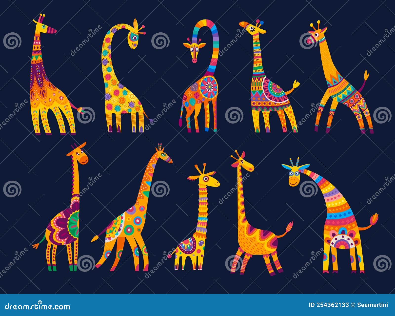 Cartoon African Giraffes, Animal Characters Stock Vector - Illustration