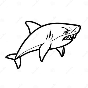 Cartoon Aggressive Shark Outline for Coloring on a White Stock Vector ...