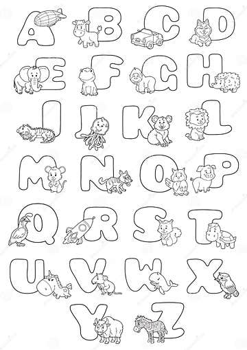 Cartoon Alphabet Poster Outline Stock Vector - Illustration of cartoon ...