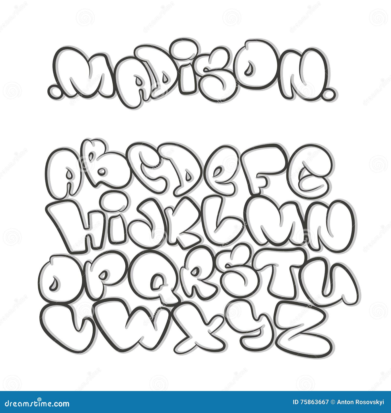 Cartoon Alphabet in the Style of Comics. Graffiti. Stock Vector