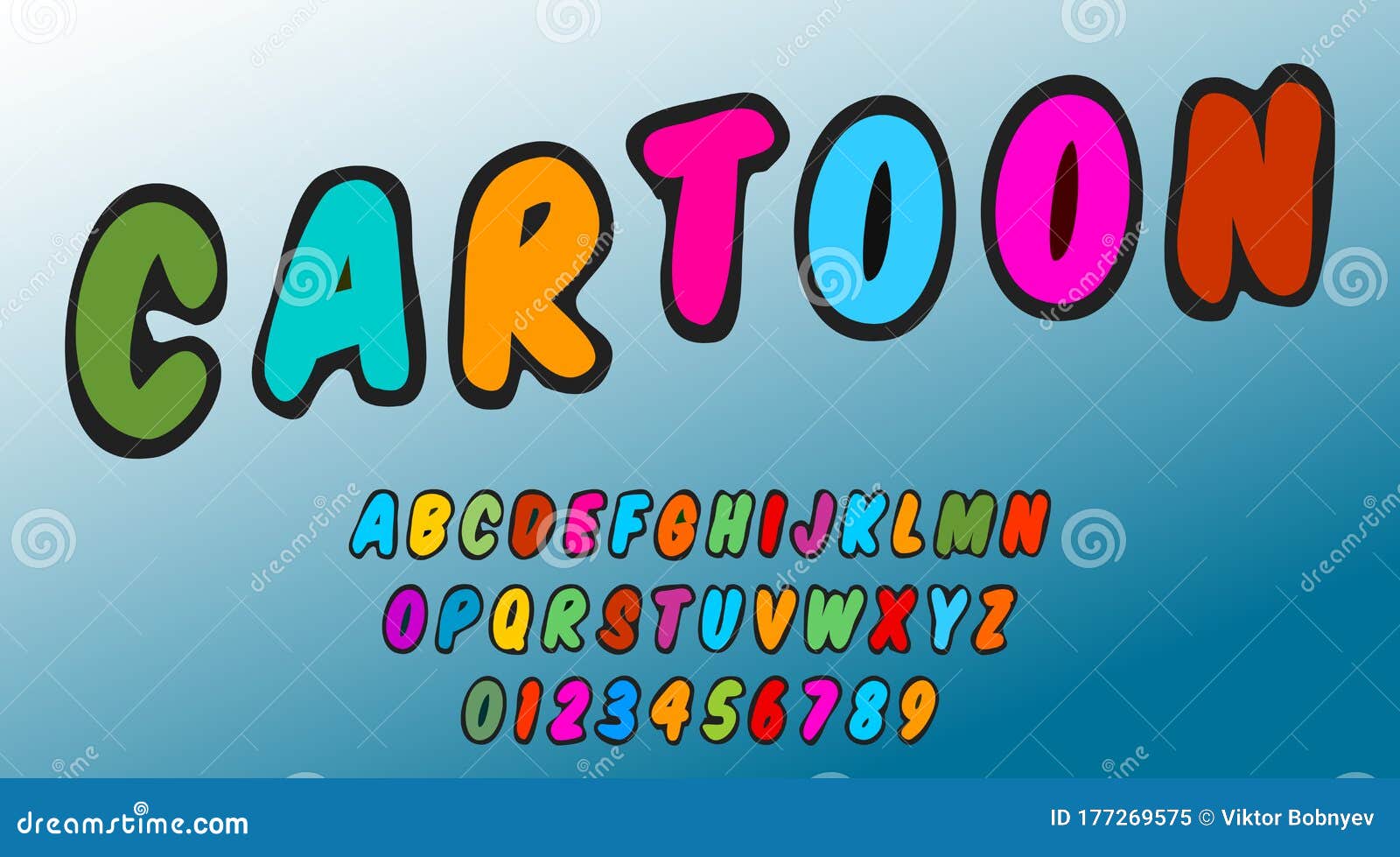Cartoon Alphabet Template Letters and Numbers of Colorful Design Stock Vector Illustration of Cartoon Alphabet Template Letters and Numbers of Colorful Design Stock Vector Illustration of