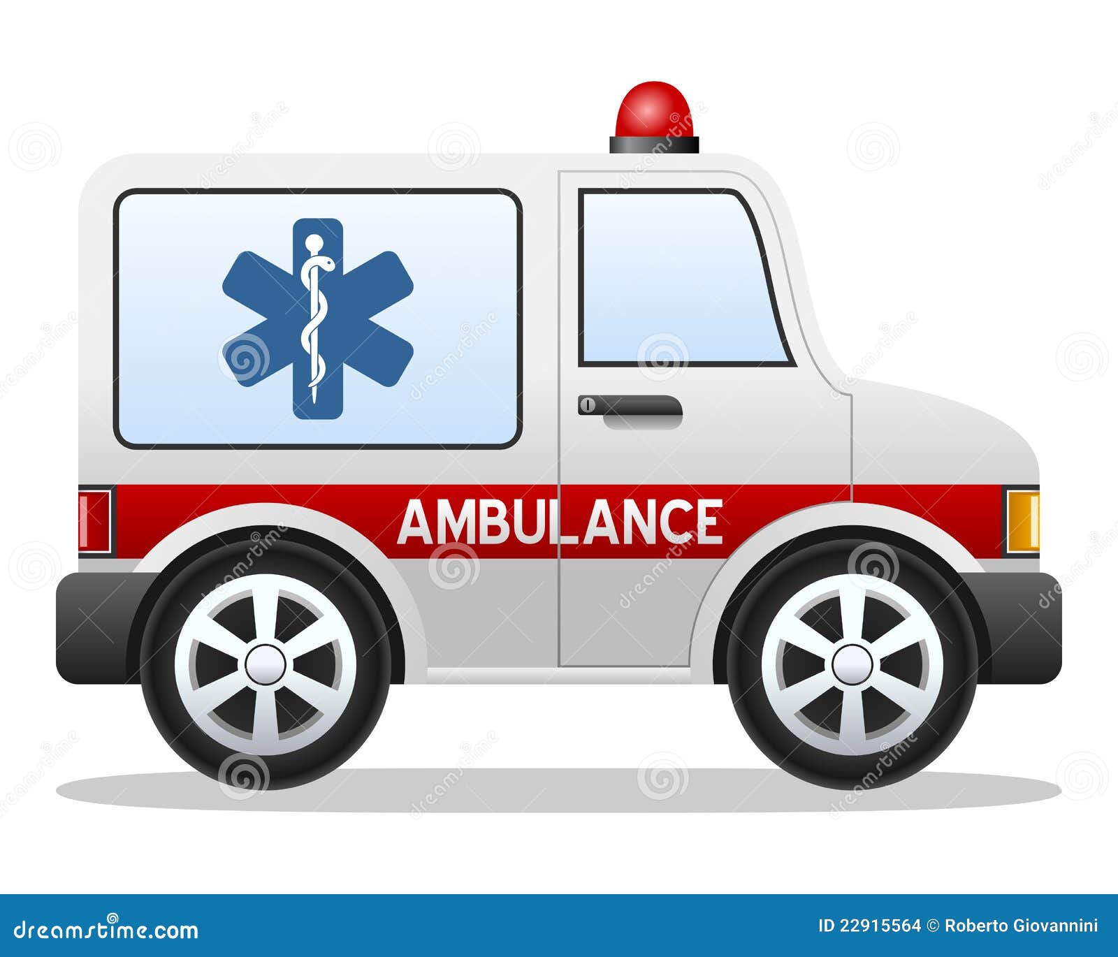 Cartoon Ambulance Car stock vector. Illustration of 