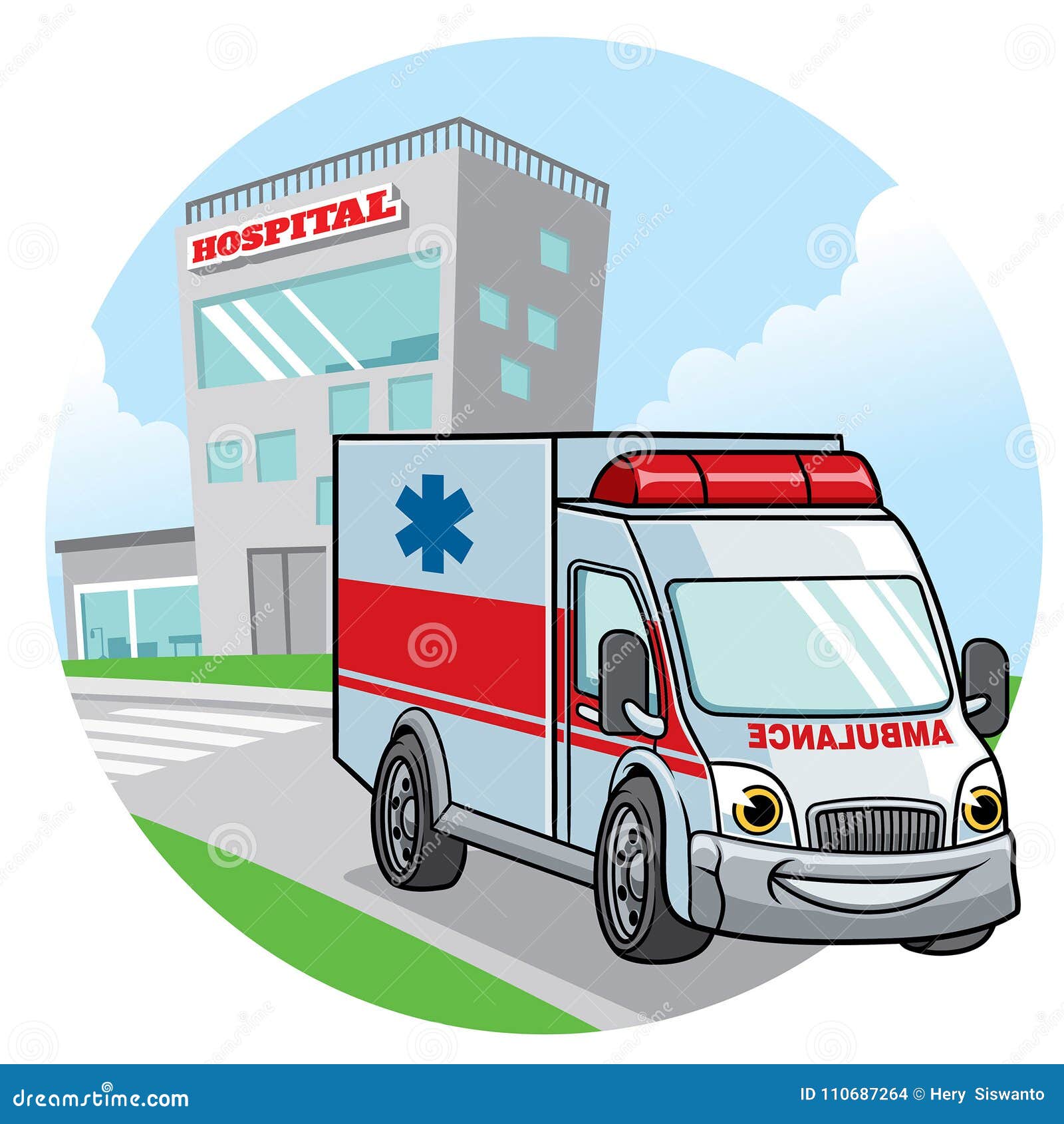 Cartoon Ambulance Car Illustration Stock Vector - Illustration of dourier,  emergency: 110687264