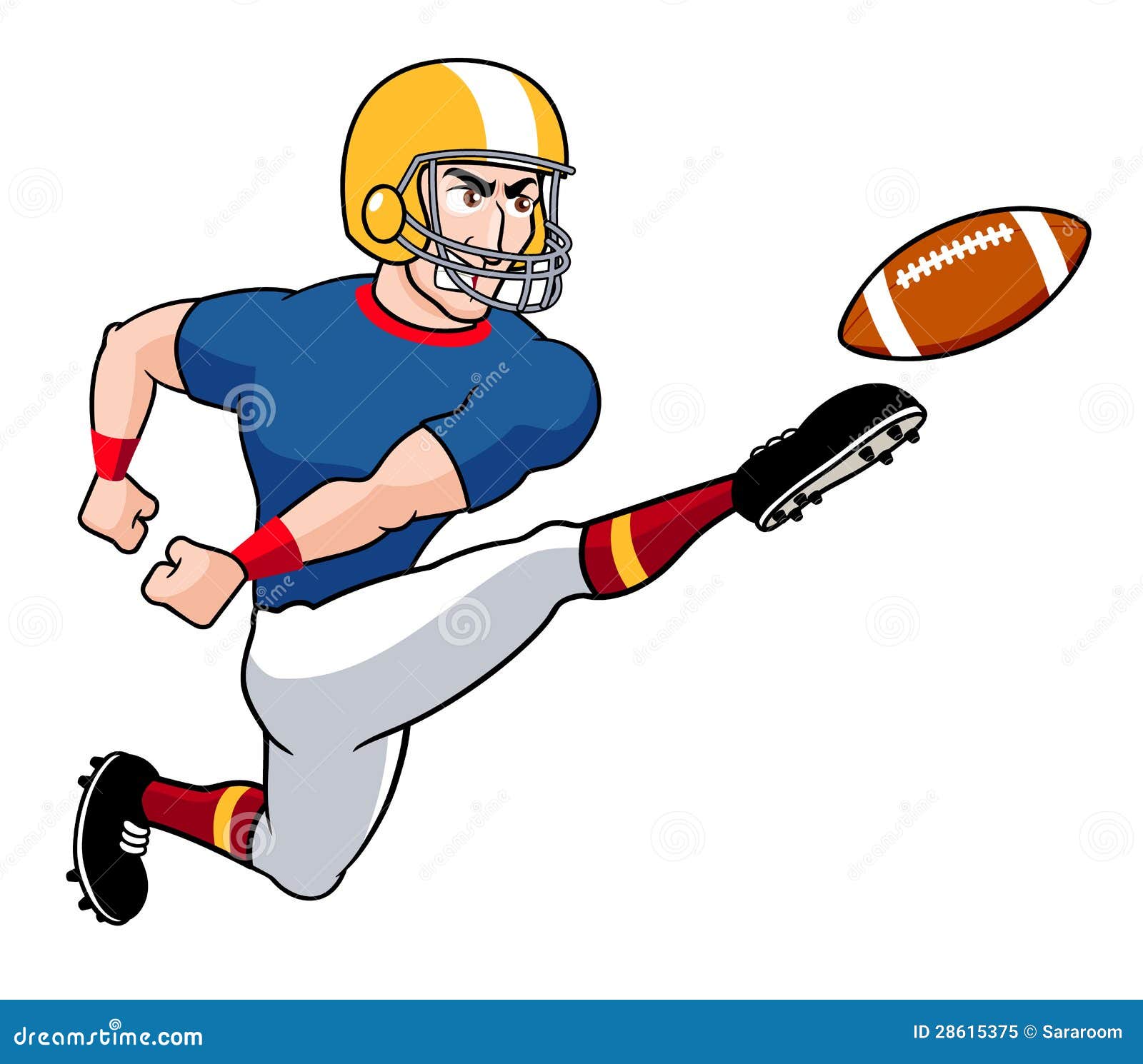 Cartoon American Football Player Steady Throw On The Field Vector