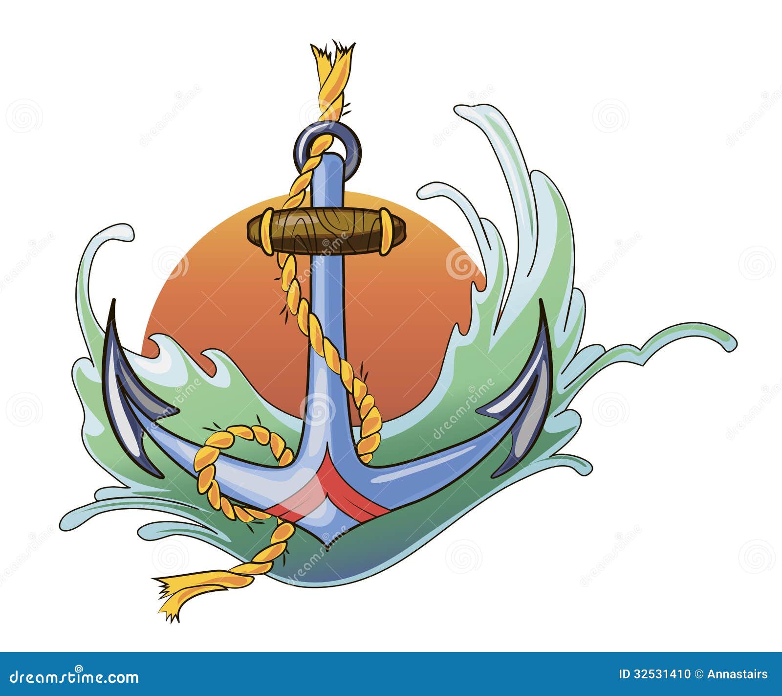 Cartoon anchor stock vector. Illustration of travel, cruise - 32531410