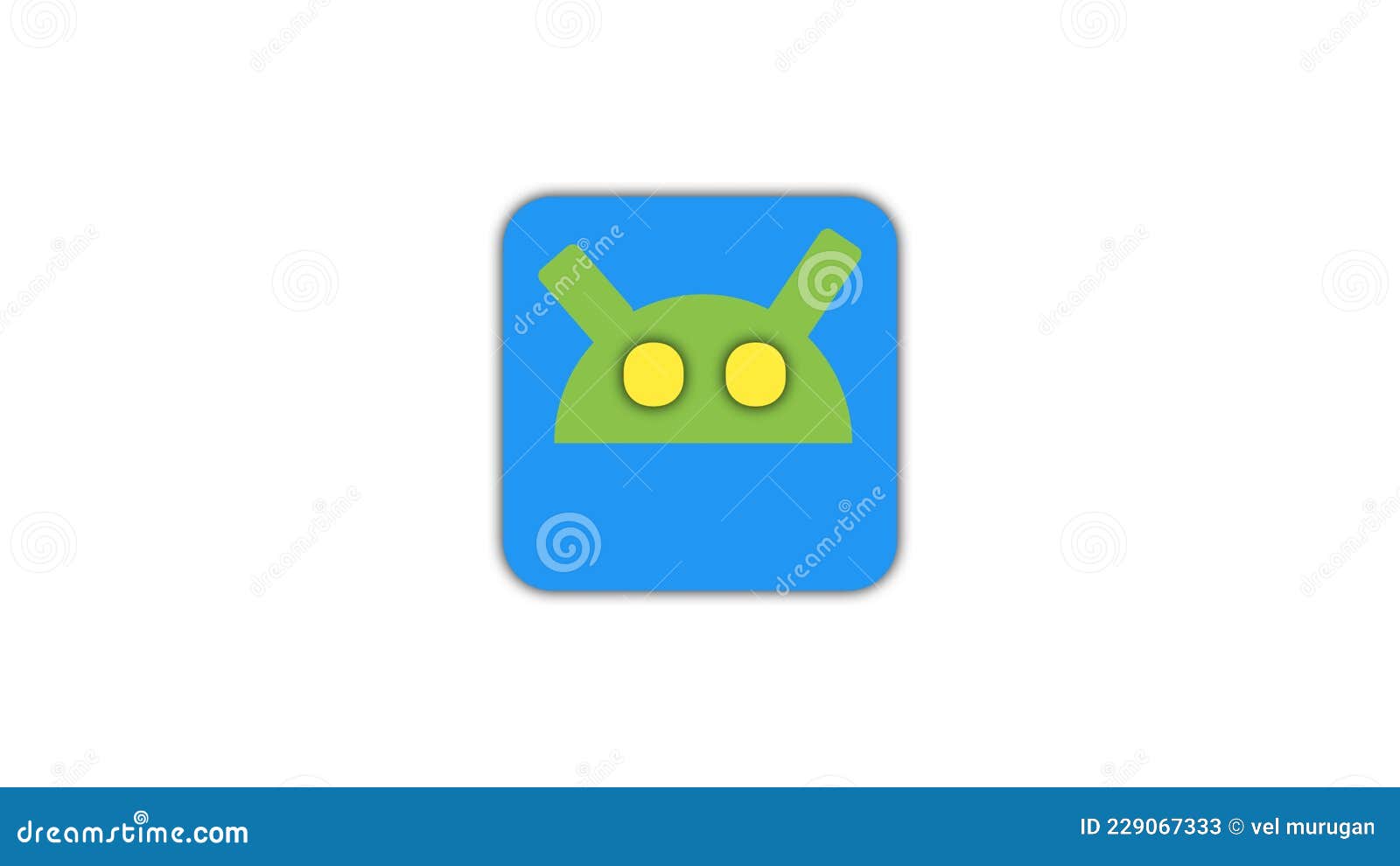 Cartoon Android Symbol Designed by White Background with Blue Colour