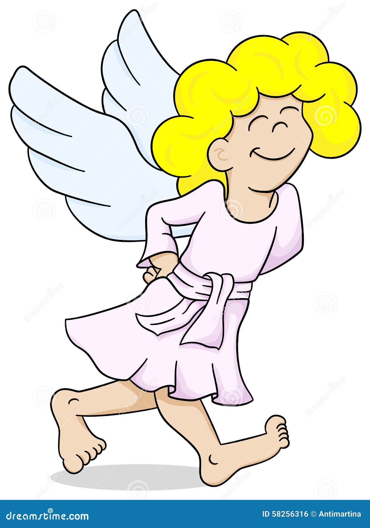 Cartoon Angel Is Walking Satisfied Vector Illustration CartoonDealer